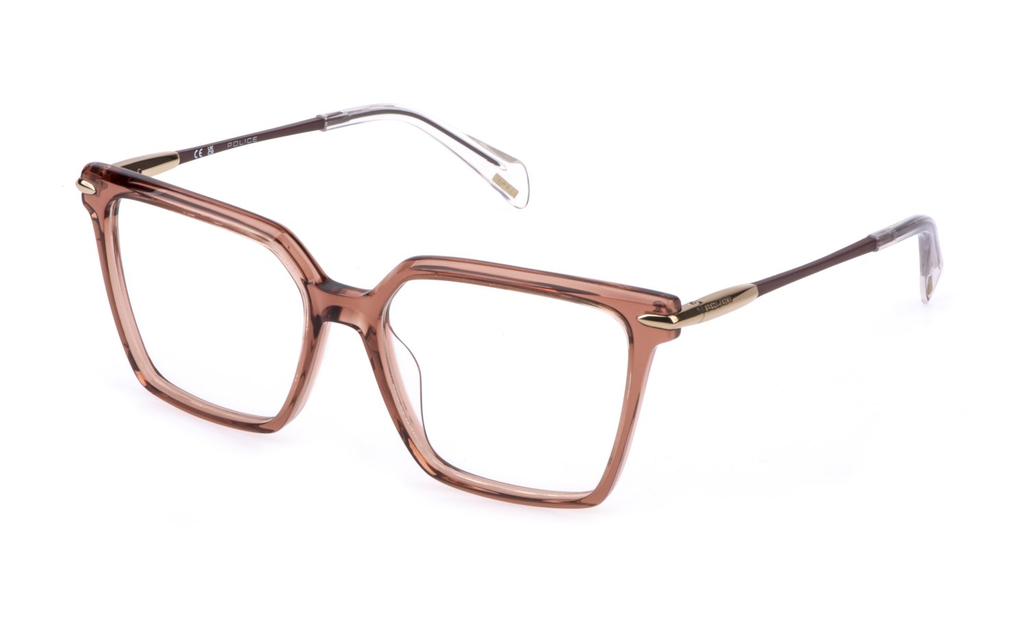 Police Brille VPLR14 0839 54 in Transparent Braun