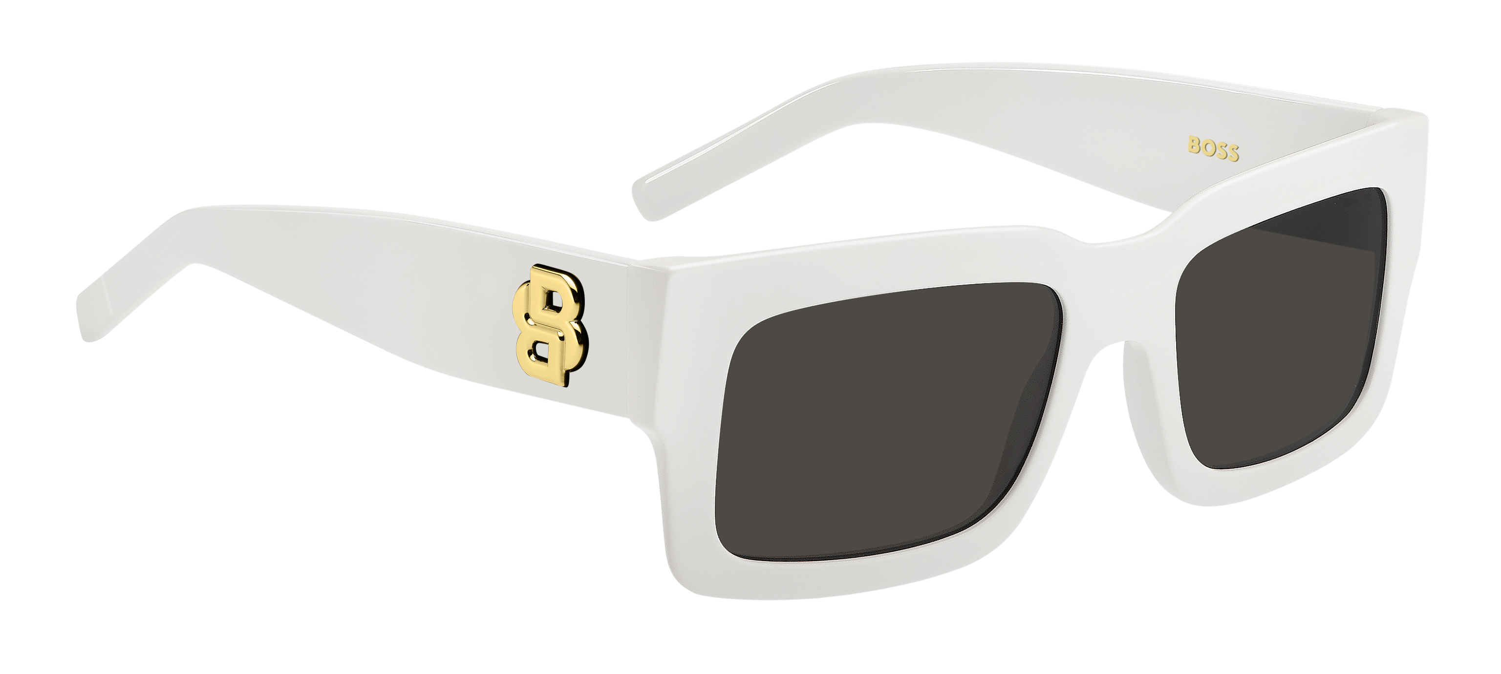 Das Bild zeigt die Sonnenbrille BOSS1654S VK6 von der Marke BOSS in Weiß.