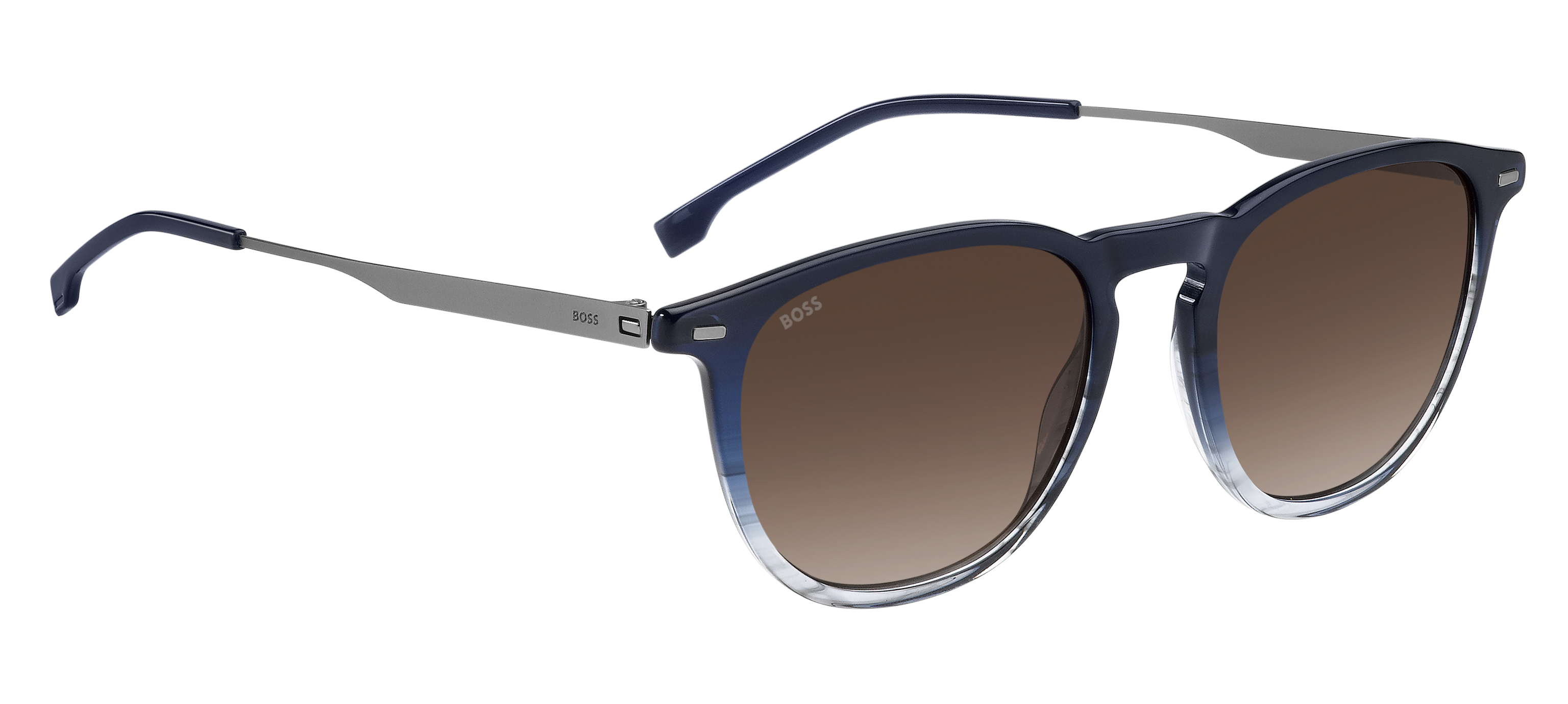 Das Bild zeigt die Sonnenbrille BOSS1639S QEU von der Marke BOSS in Blau.