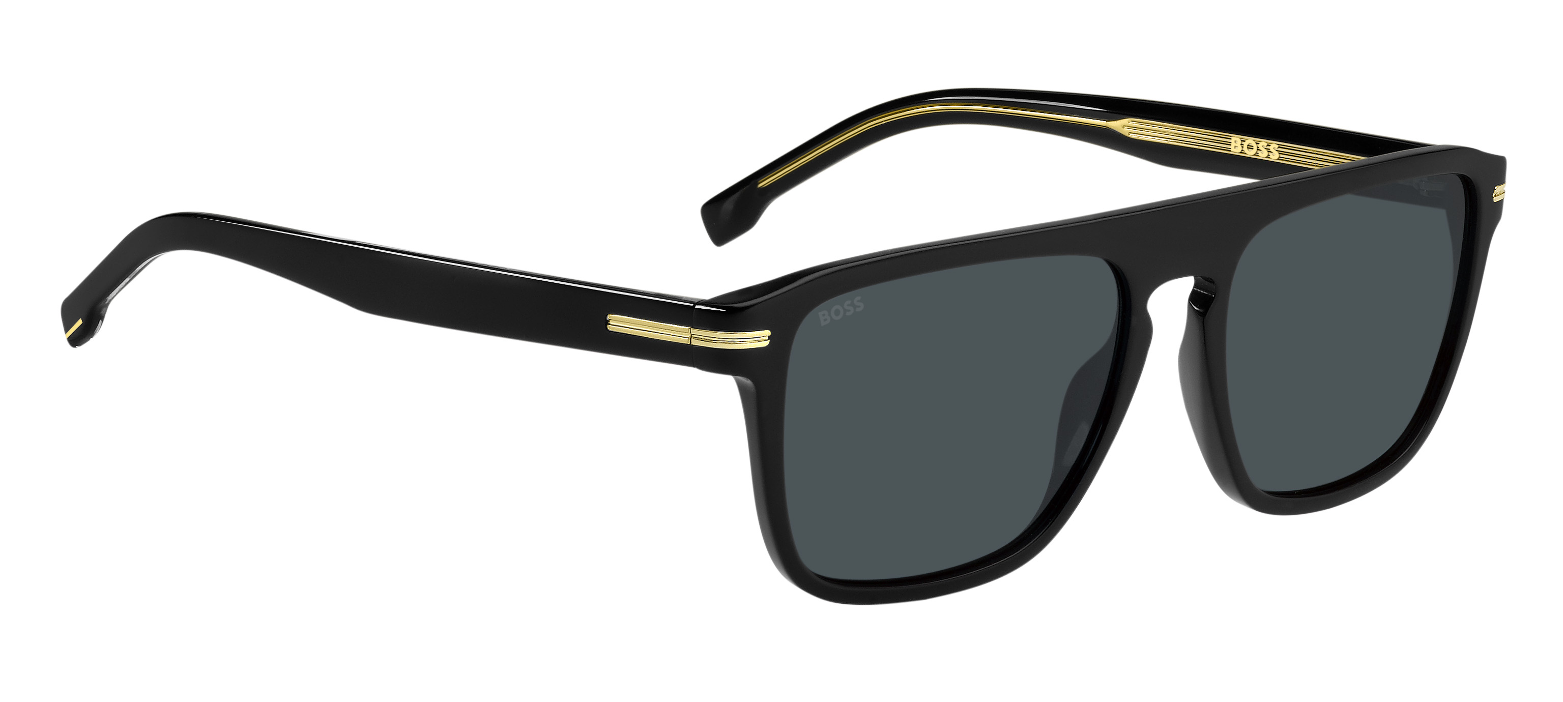 Das Bild zeigt die Sonnenbrille BOSS1599S 807 von der Marke BOSS in Schwarz.