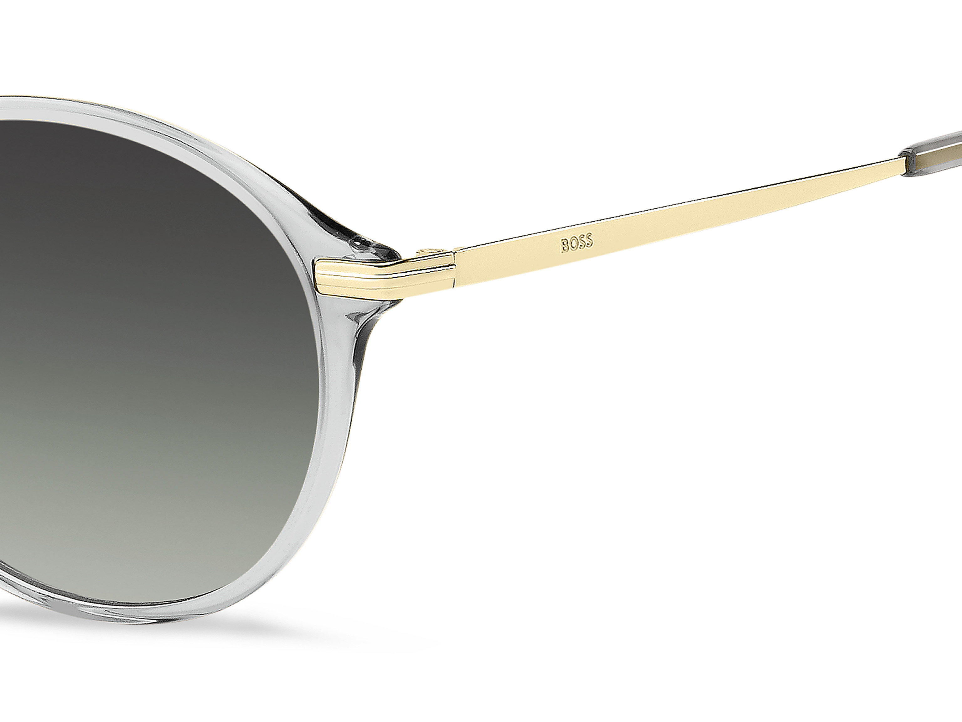 Das Bild zeigt die Sonnenbrille BOSS1662S FT3 von der Marke BOSS in Grau/Gold.