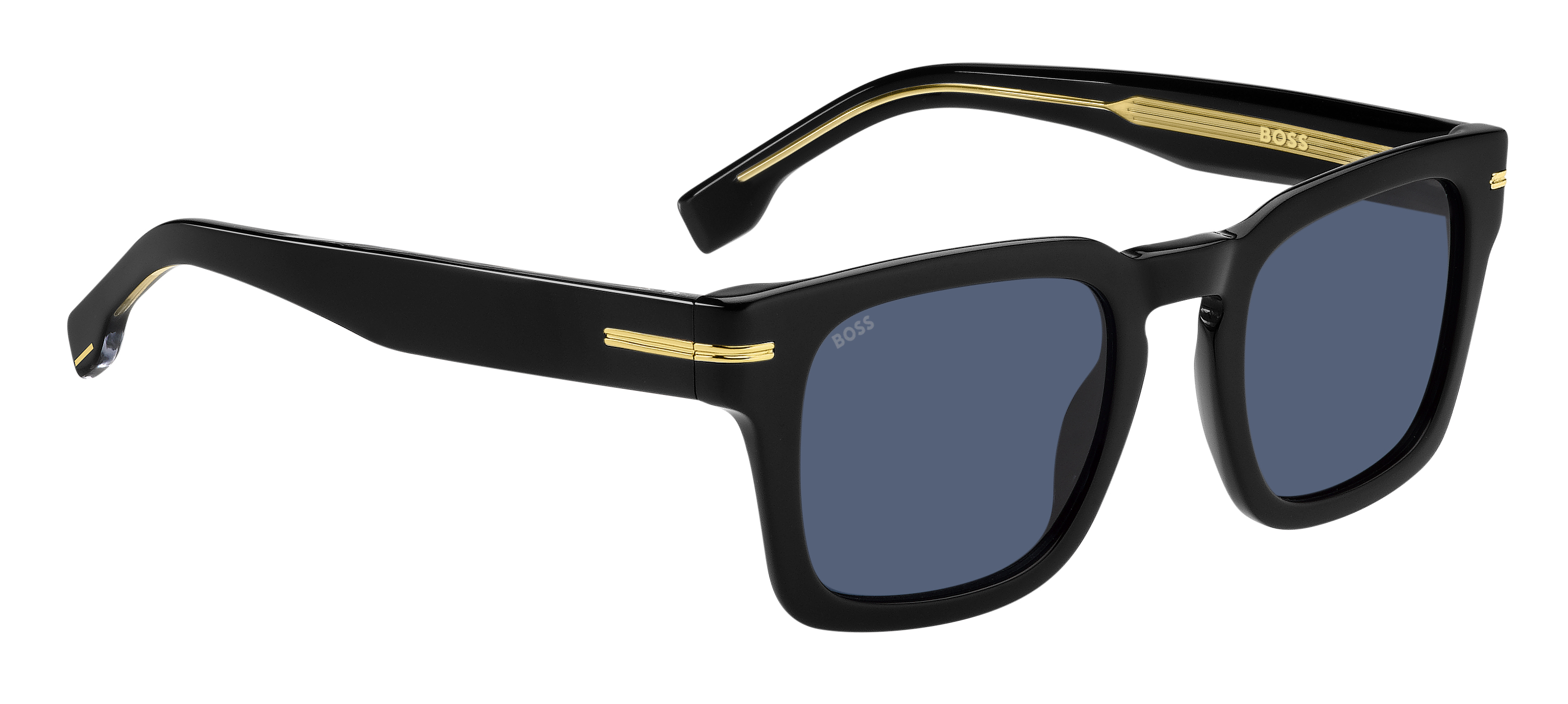Das Bild zeigt die Sonnenbrille BOSS1625S 807 von der Marke BOSS in Schwarz.