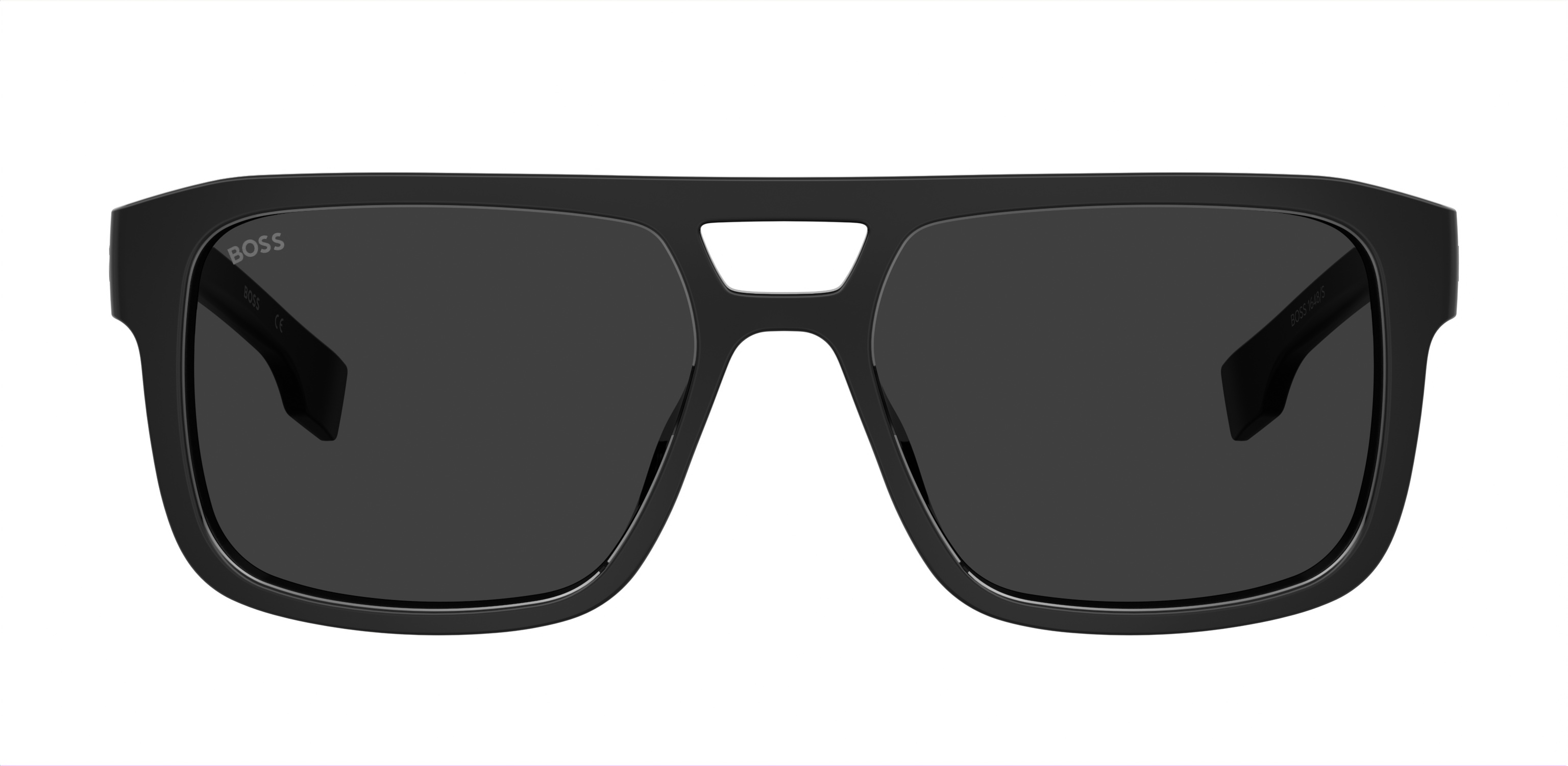 Das Bild zeigt die Sonnenbrille BOSS1648S 807 von der Marke BOSS in Schwarz.