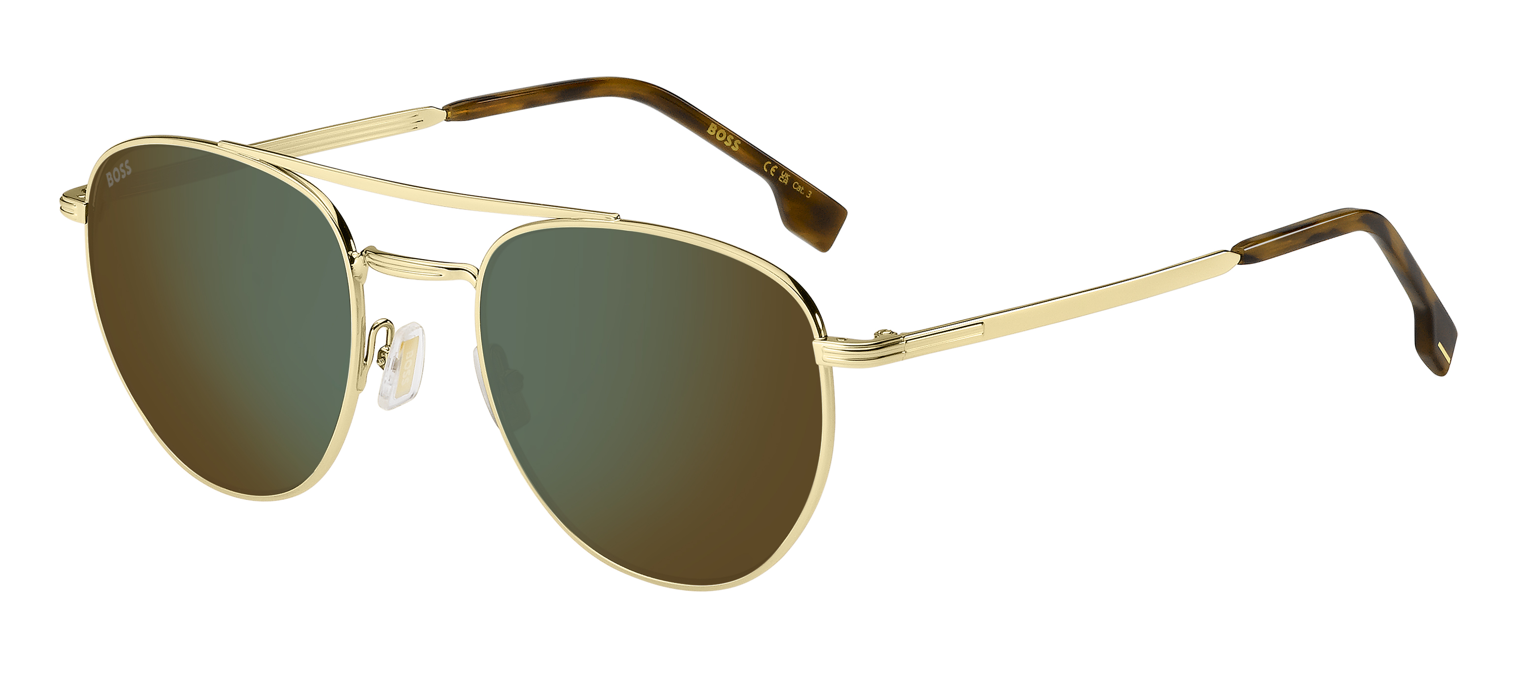 Das Bild zeigt die Sonnenbrille BOSS1631S J5G von der Marke BOSS in Gold.