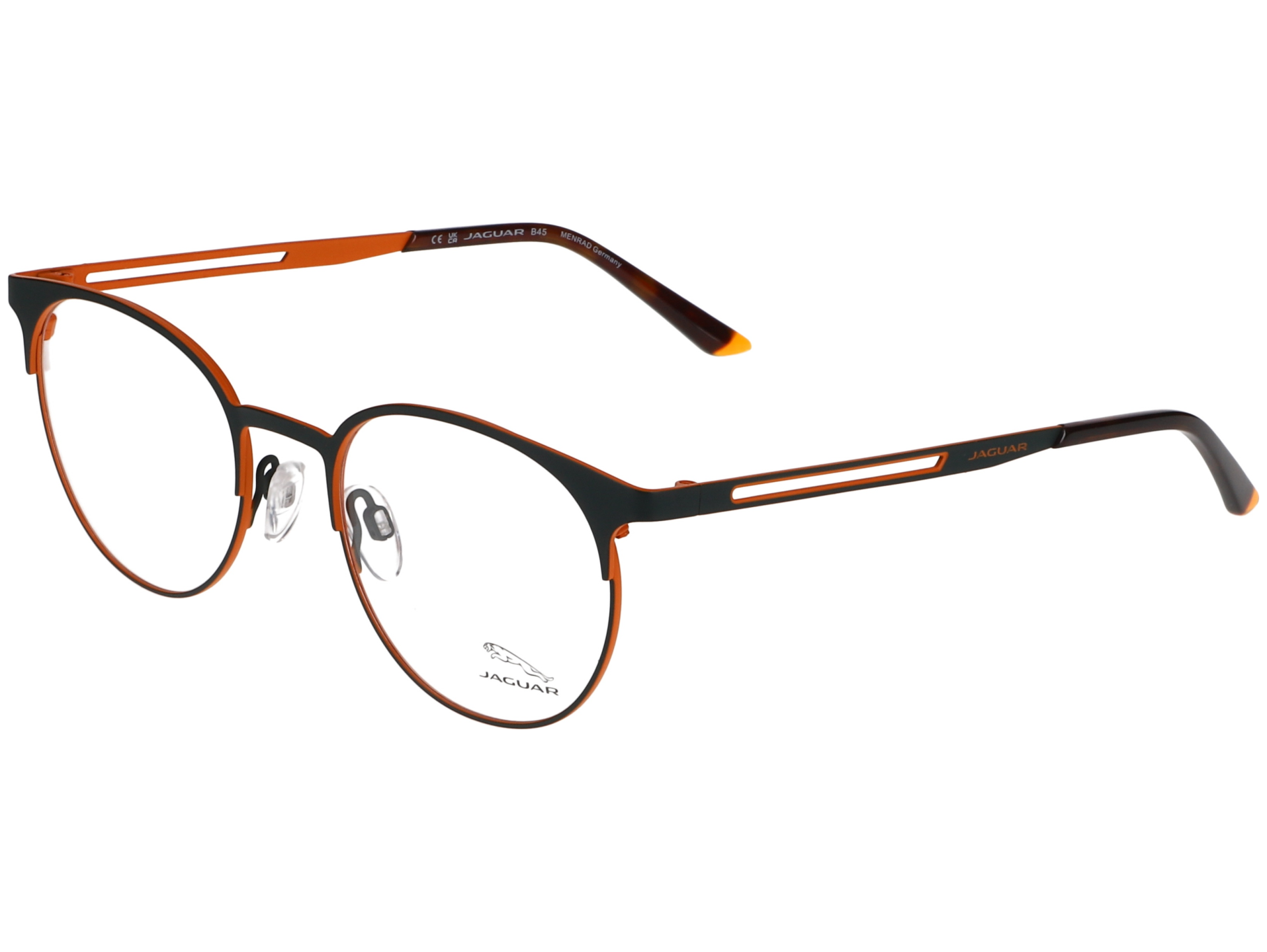 Das Bild zeigt die Korrektionsbrille 3628 4100 von Jaguar in Grün/Orange.