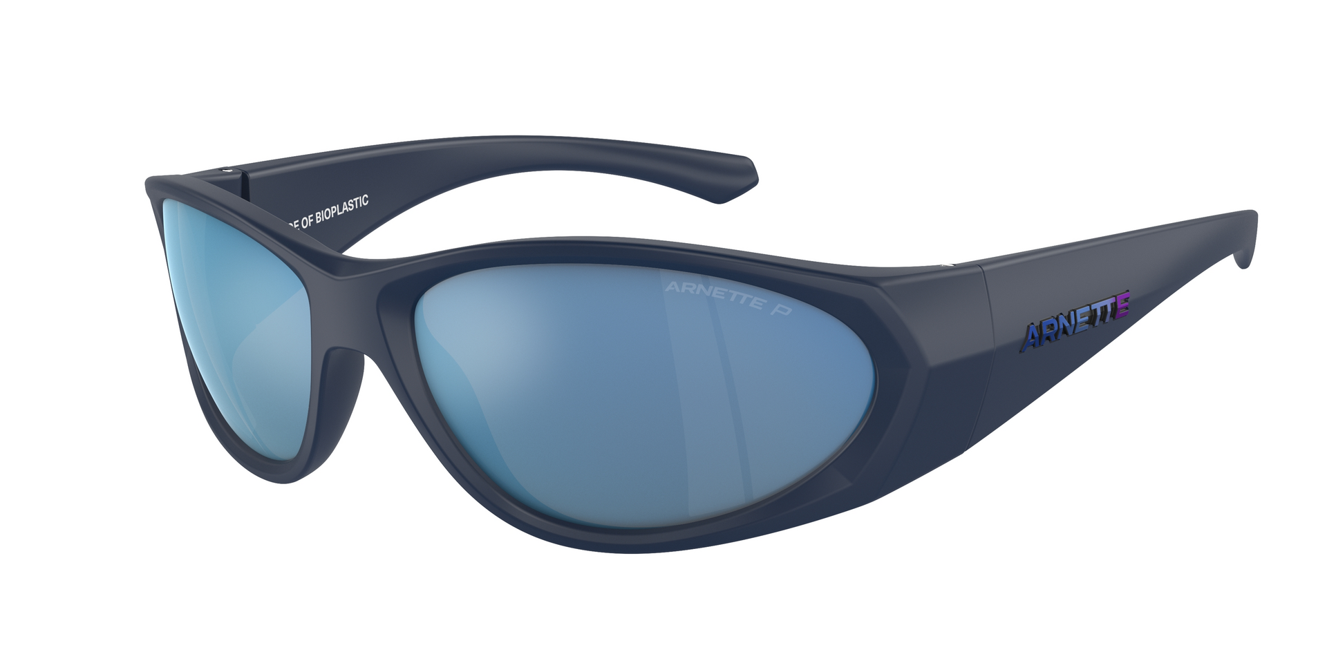 Das Bild zeigt die Sonnenbrille AN4342 von der Marke Arnette in schwarz/blau.