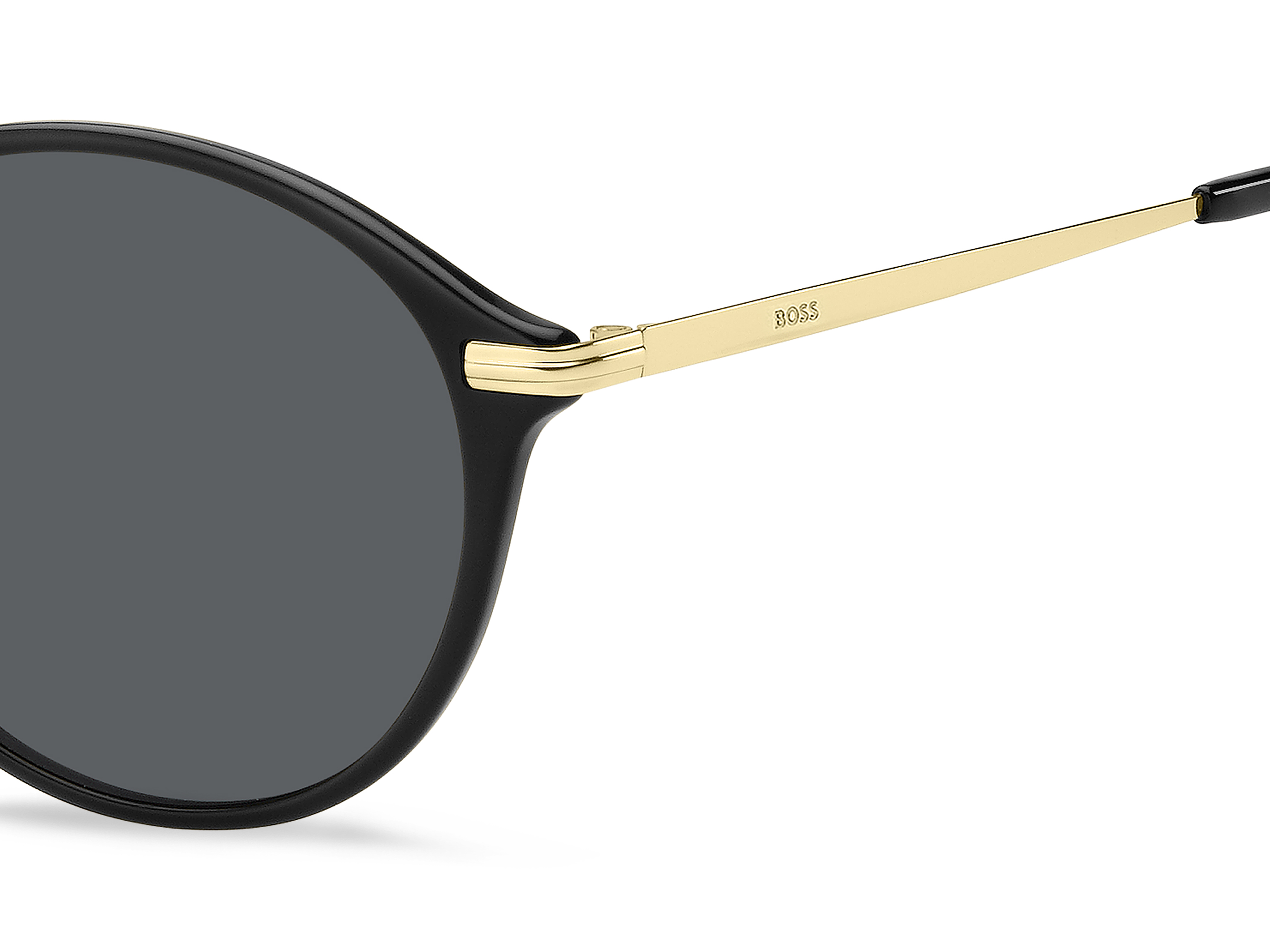Das Bild zeigt die Sonnenbrille BOSS1662S 2M2 von BOSS in Schwarz/Gold.