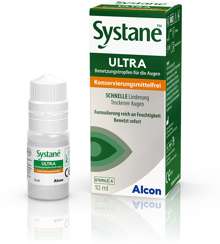 Das Bild zeigt die Augentropfen Systane Ultra von Alcon.