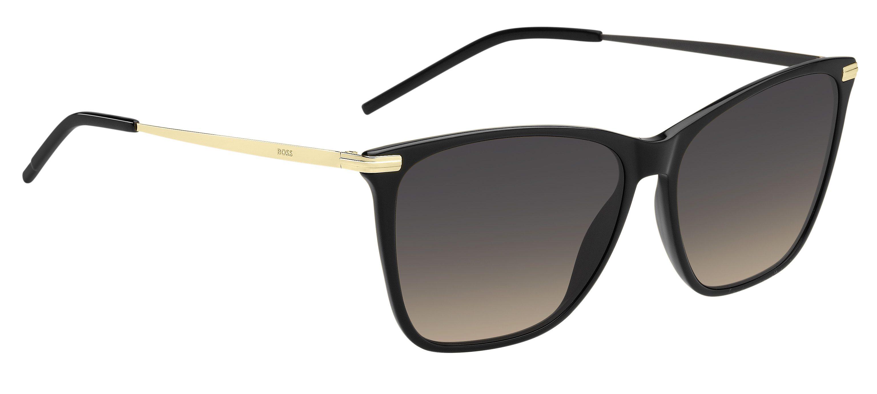 Das Bild zeigt die Sonnenbrille BOSS1661S 2M2 von BOSS in Schwarz/Gold.