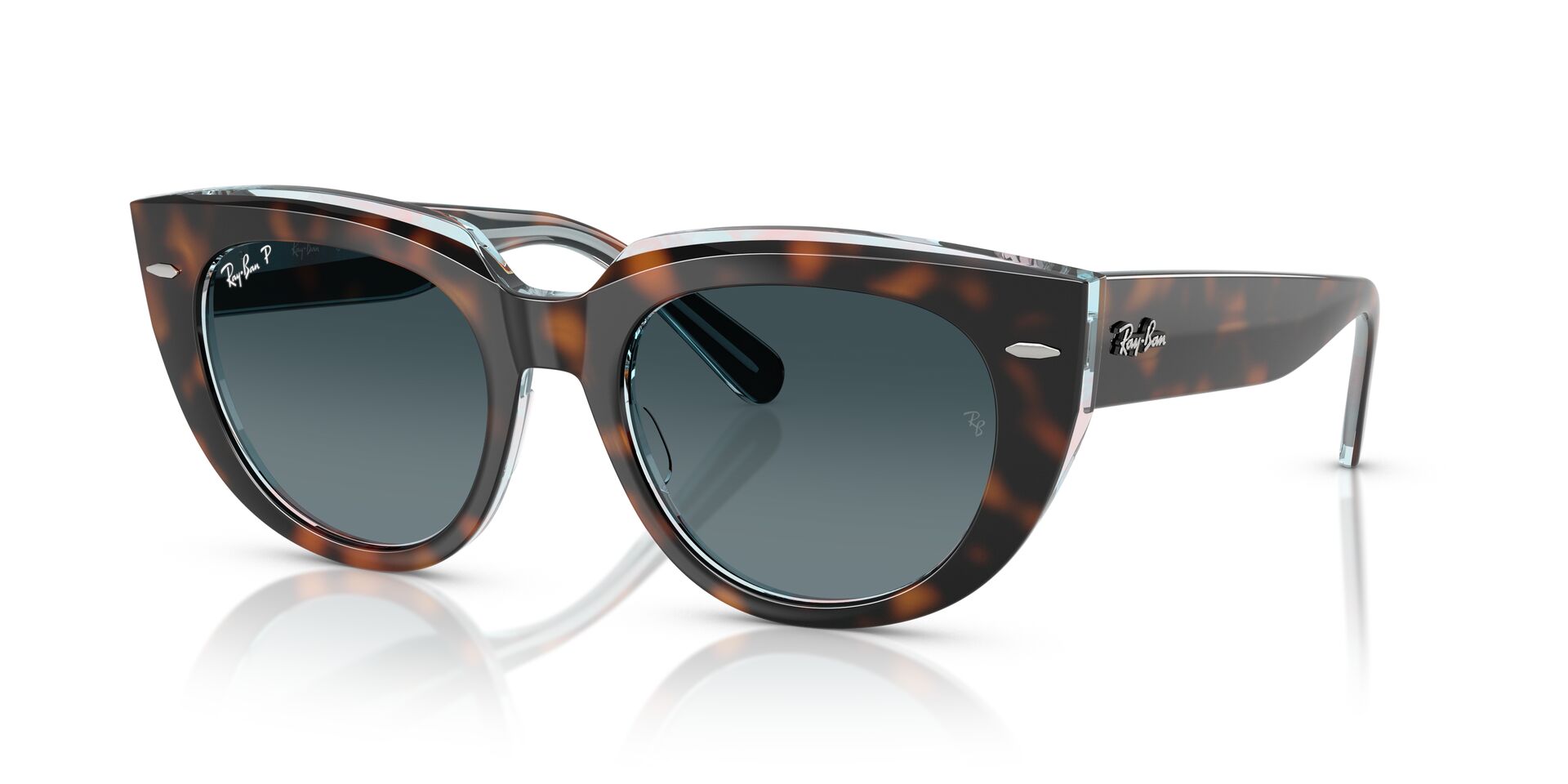 Das Bild zeigt die Sonnenbrille RB2286 von Ray-Ban in Dunkelhavanna transparent.