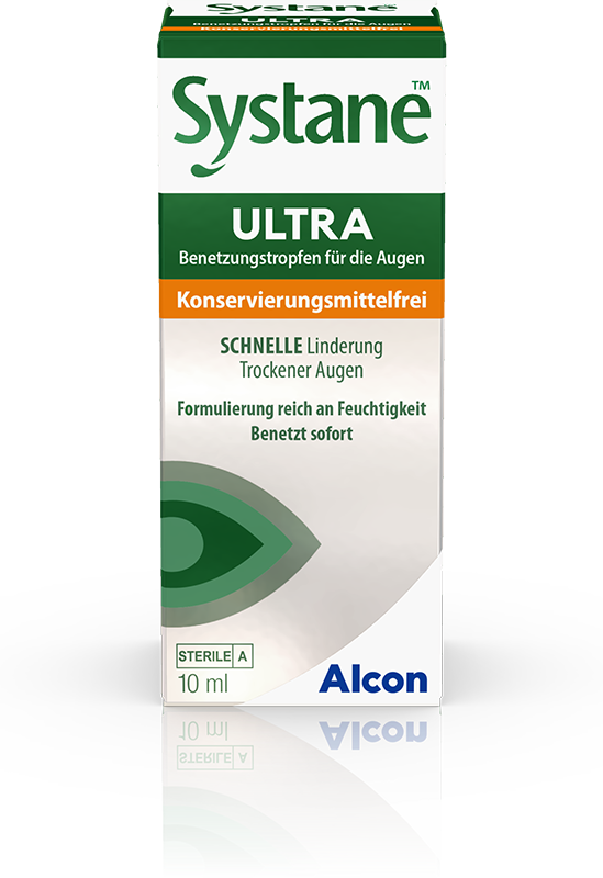 Das Bild zeigt die Augentropfen Systane Ultra von Alcon.