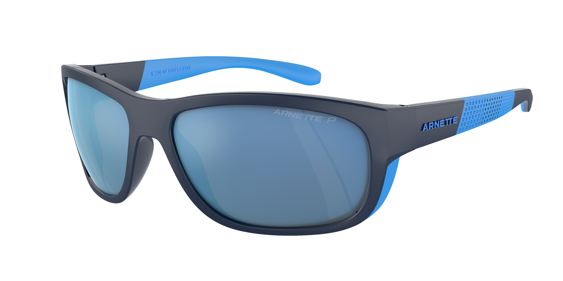 Das Bild zeigt die Sonnenbrille AN4337 von der Marke Arnette in schwarz/blau.