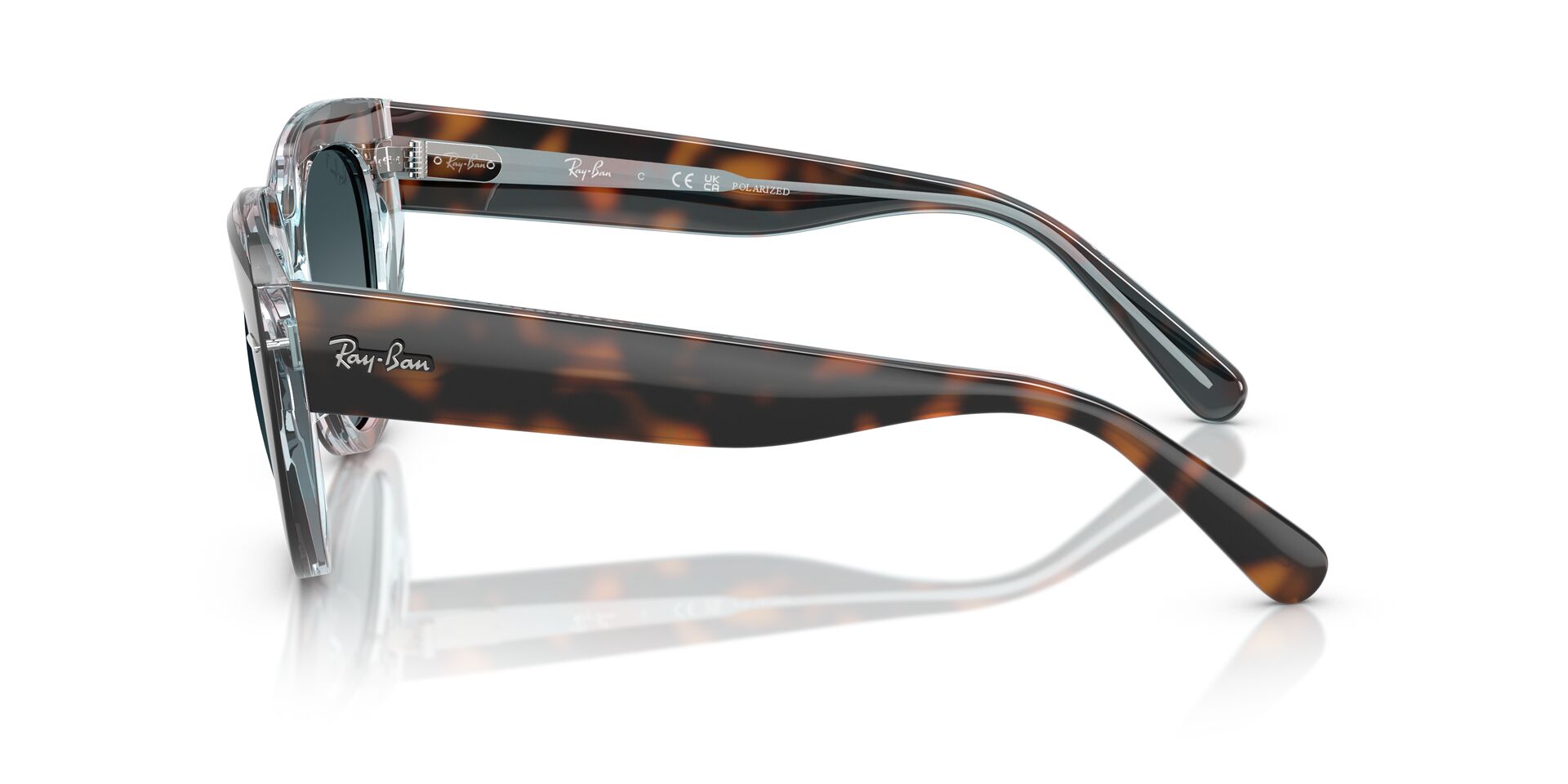 Das Bild zeigt die Sonnenbrille RB2286 von Ray-Ban in Dunkelhavanna transparent.