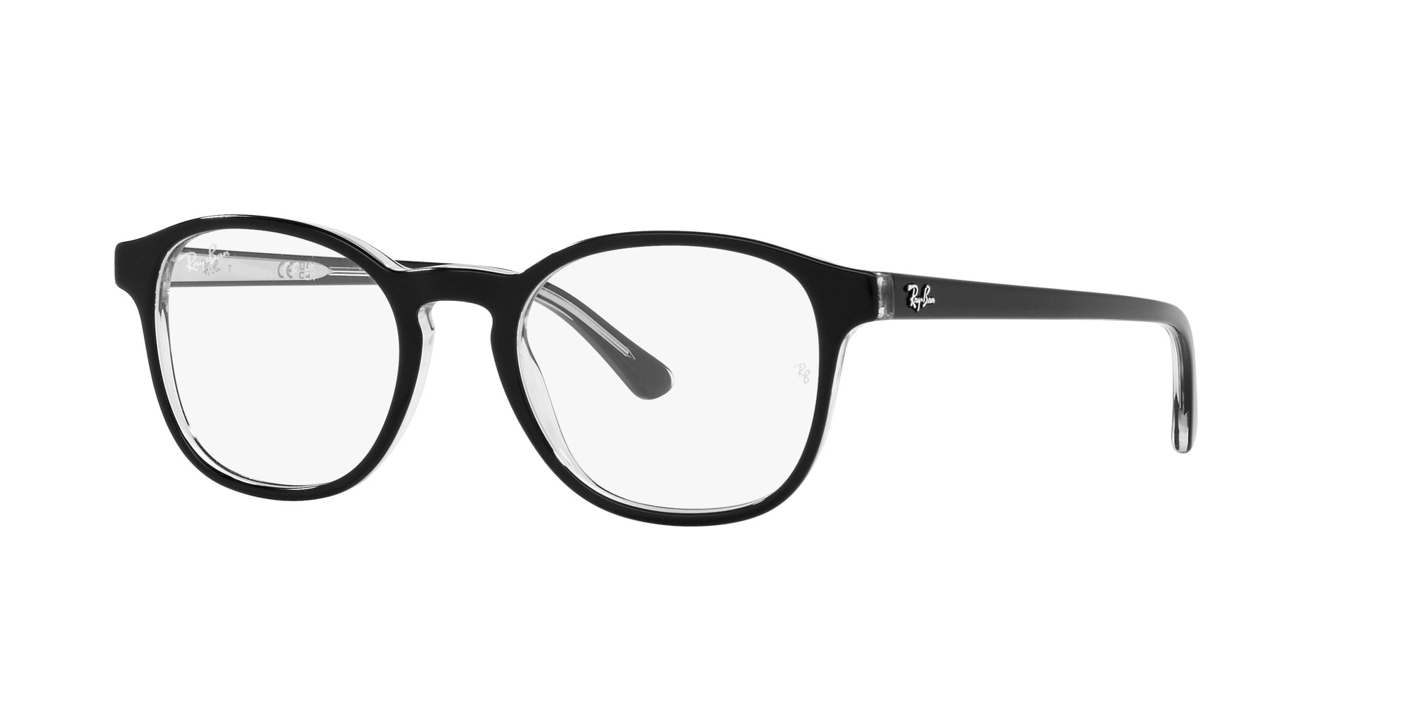Das Bild zeigt die Korrektionsbrille RX5417 2034 von der Marke Ray Ban in Schwarz transparent.