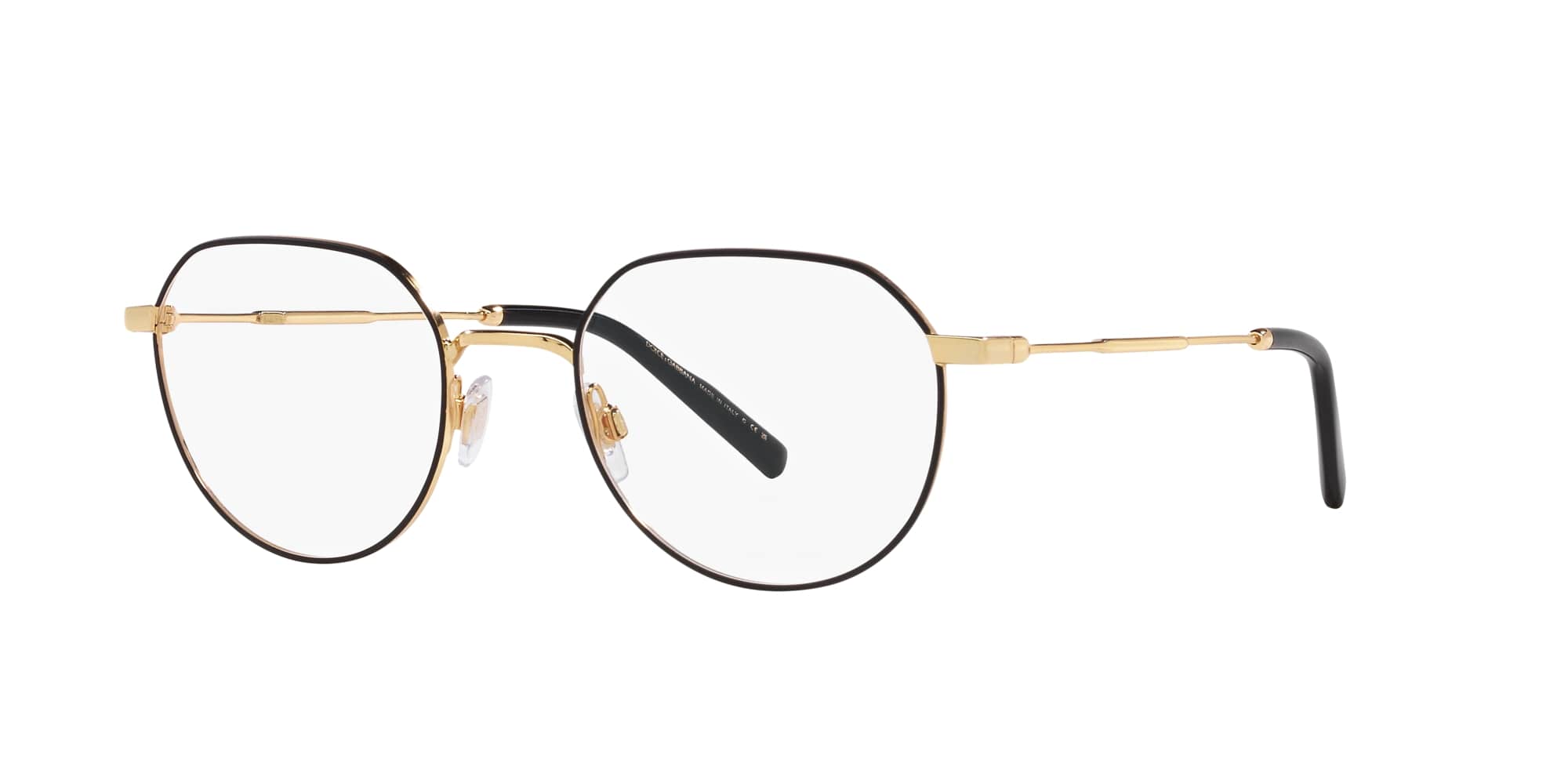 Das Bild zeigt die Korrektionsbrille DG1349 1311 von D&G in Schwarz-Gold.