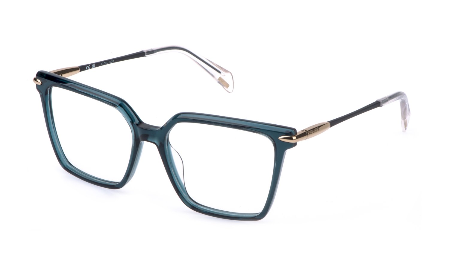 Police Brille VPLR14 03GE 54 in Transparent Grün