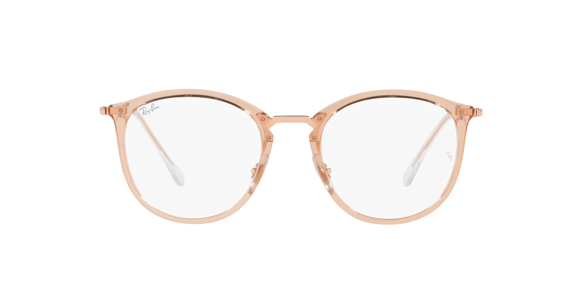 Das Bild zeigt die Korrektionsbrille RX7140 8124 von der Marke Ray Ban in Hellbraun.