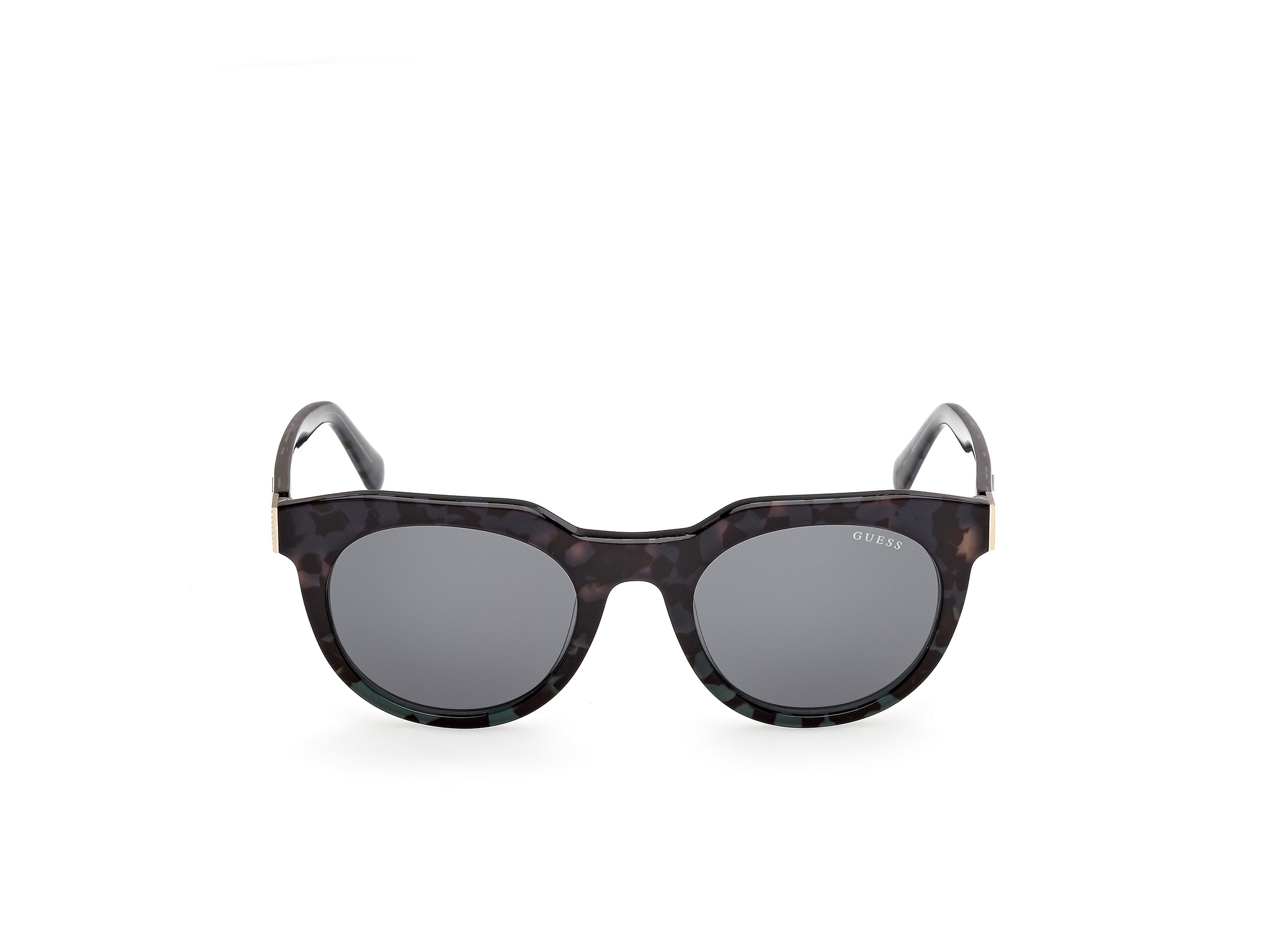 Das Bild zeigt die Sonnenbrille GU00214 98V von Guess in Dunkelgrün havanna.