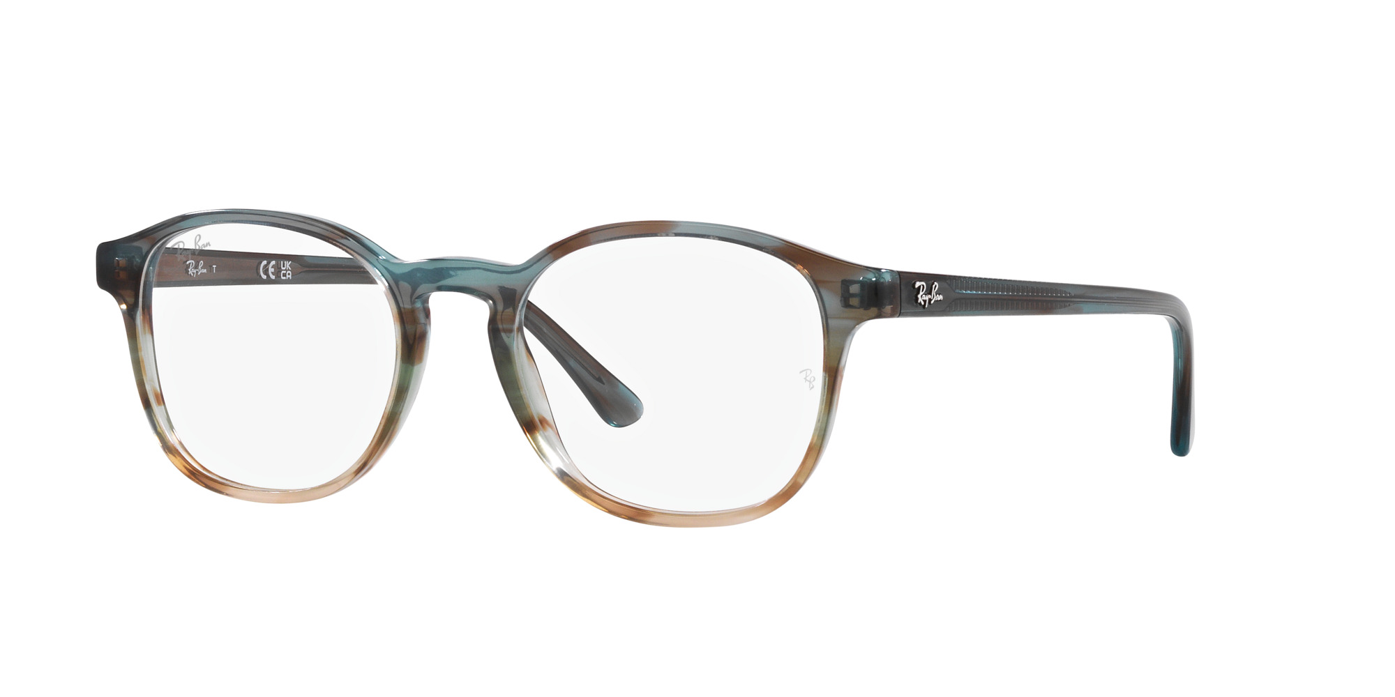 Das Bild zeigt die Korrektionsbrille RX5417 8252 von der Marke Ray Ban in Blau gestreift.