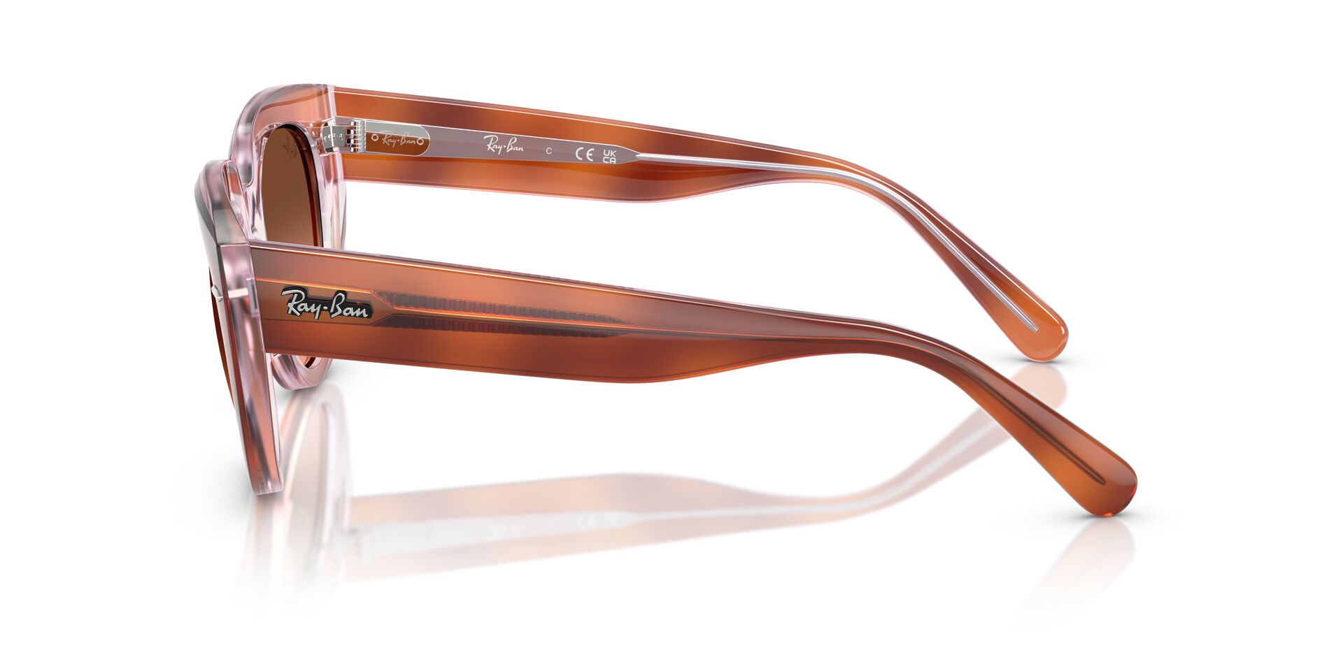 Das Bild zeigt die Sonnenbrille RB2286 von Ray-Ban in Havanna rot transparent.
