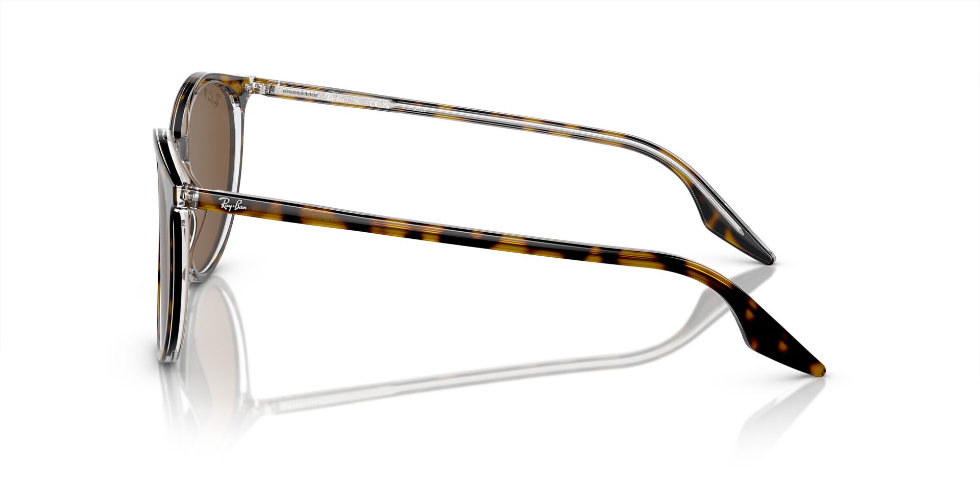 Das Bild zeigt die Sonnenbrille RB2204 von Ray-Ban in Havanna/Transparent.