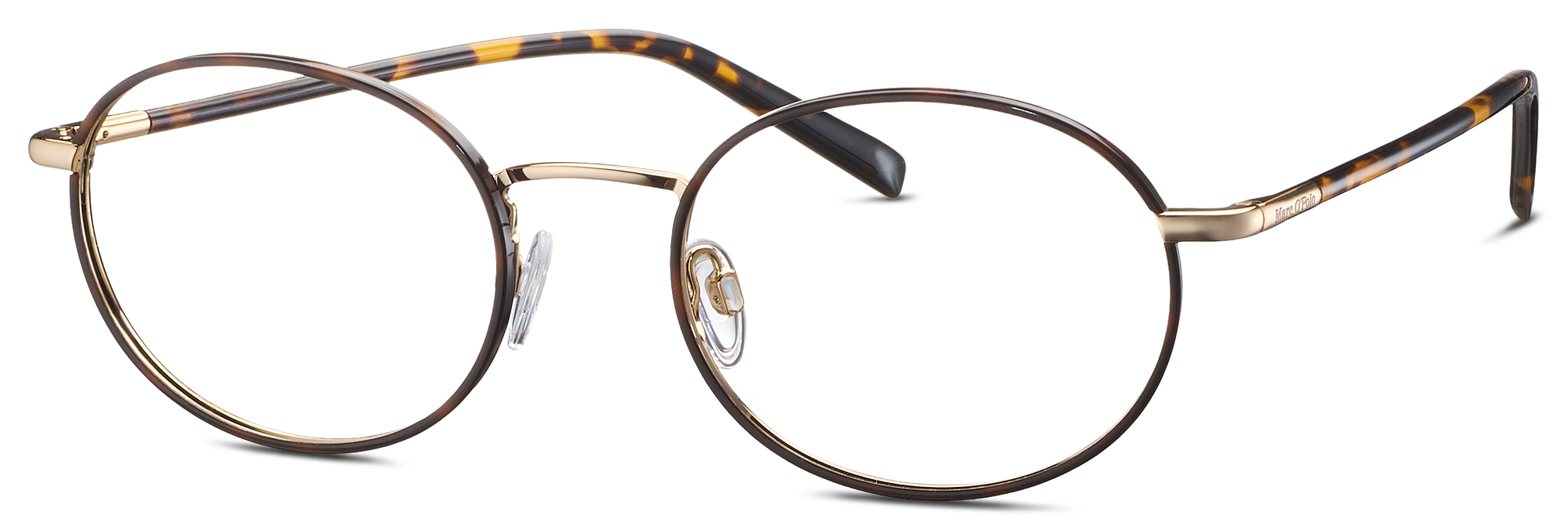 Das Bild zeigt die Korrektionsbrille 502207 62 von Marc O´Polo in Braun/Gold.