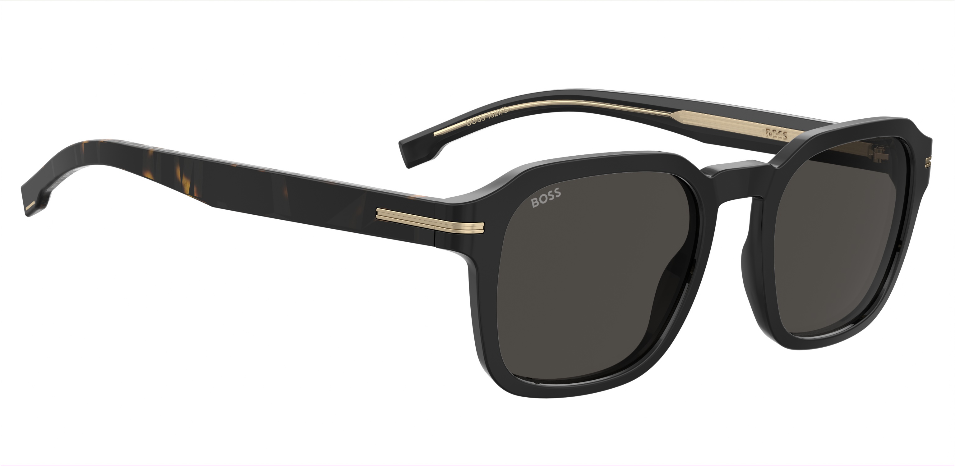 Das Bild zeigt die Sonnenbrille BOSS1627S 807 von der Marke BOSS in Schwarz.