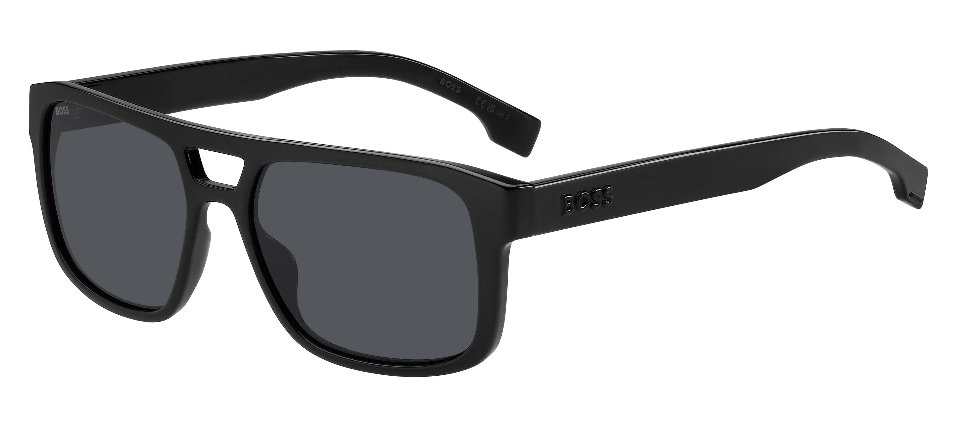 Das Bild zeigt die Sonnenbrille BOSS1648S 807 von der Marke BOSS in Schwarz.