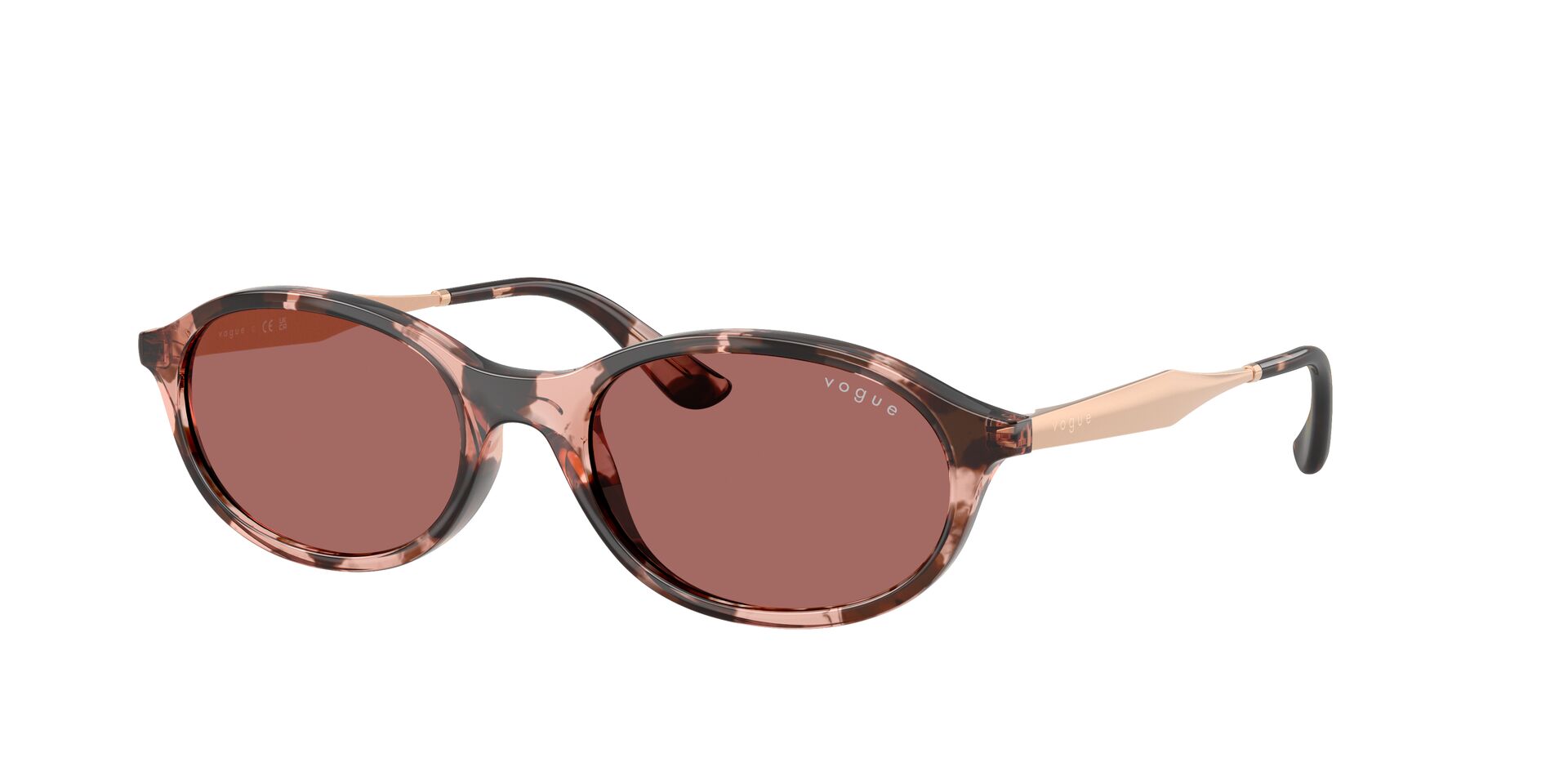 Das Bild zeigt die Sonnenbrille VO5625S von der Marke Vogue in pink Havanna.