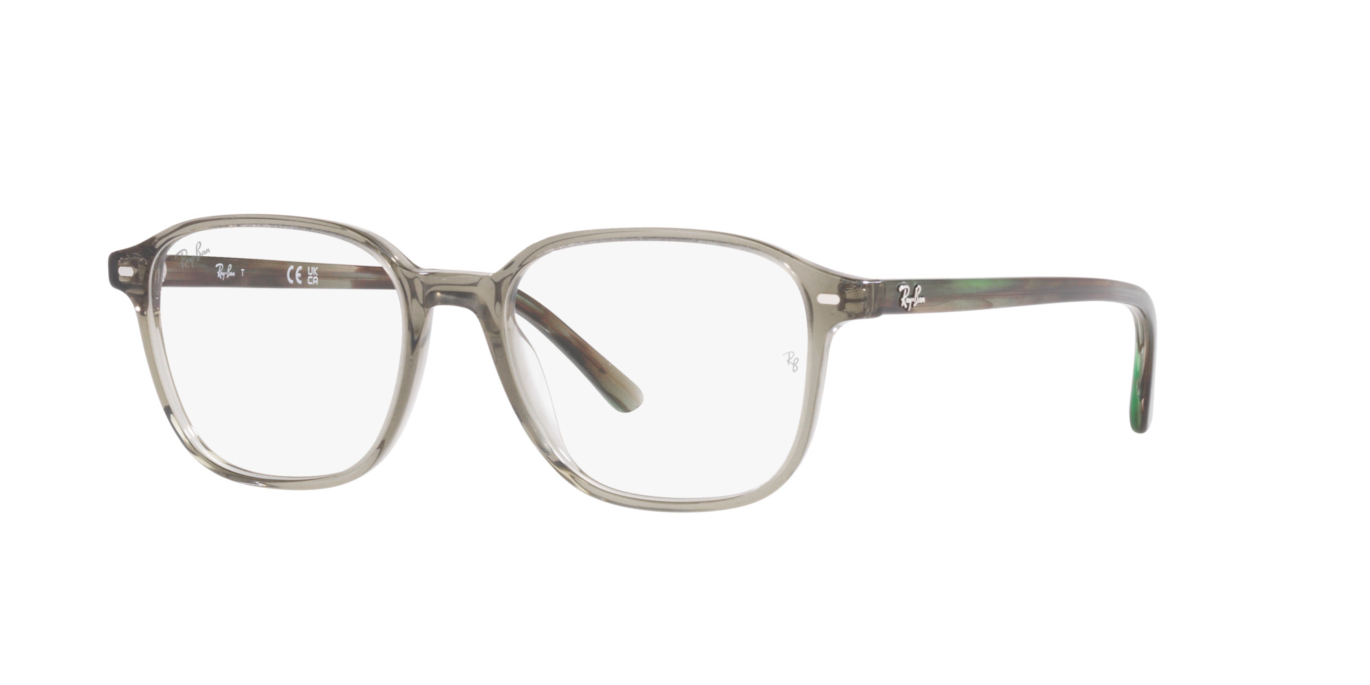 Das Bild zeigt die Korrektionsbrille RX5393 8178 von der Marke Ray Ban in Grün transparent.