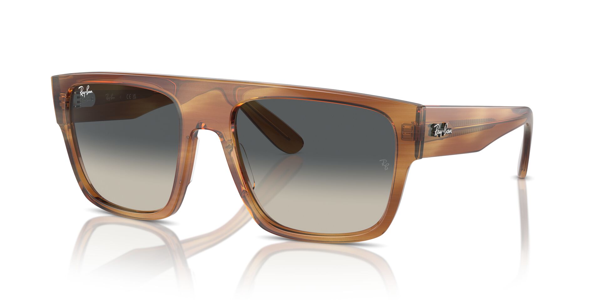 Das Bild zeigt die Sonnenbrille RB0360S 140371 von Ray-Ban in Braun gestreift.