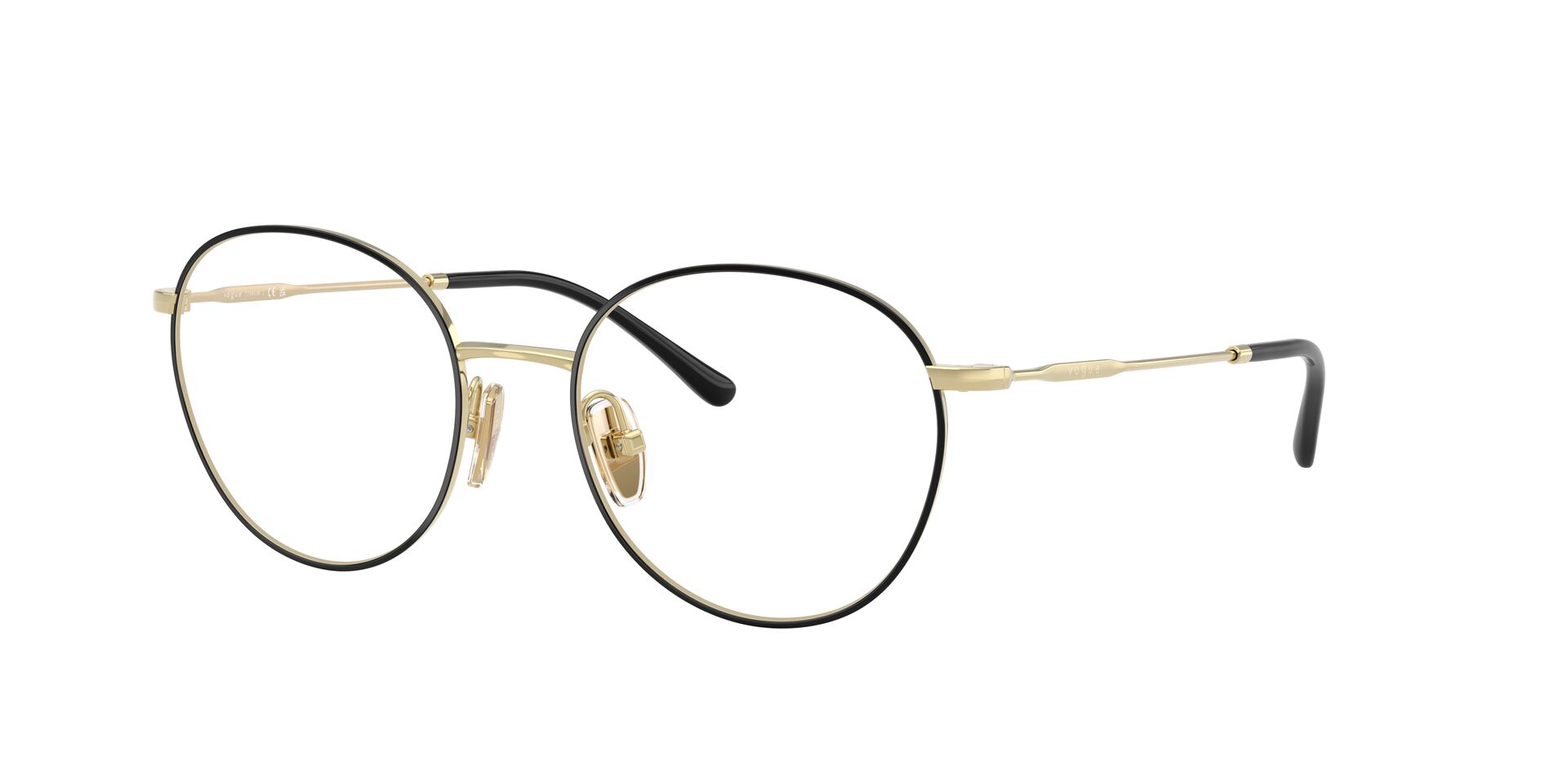 Das Bild zeigt die Korrektionsbrille 4280 von Vogue in der Farbe Schwarz Gold.