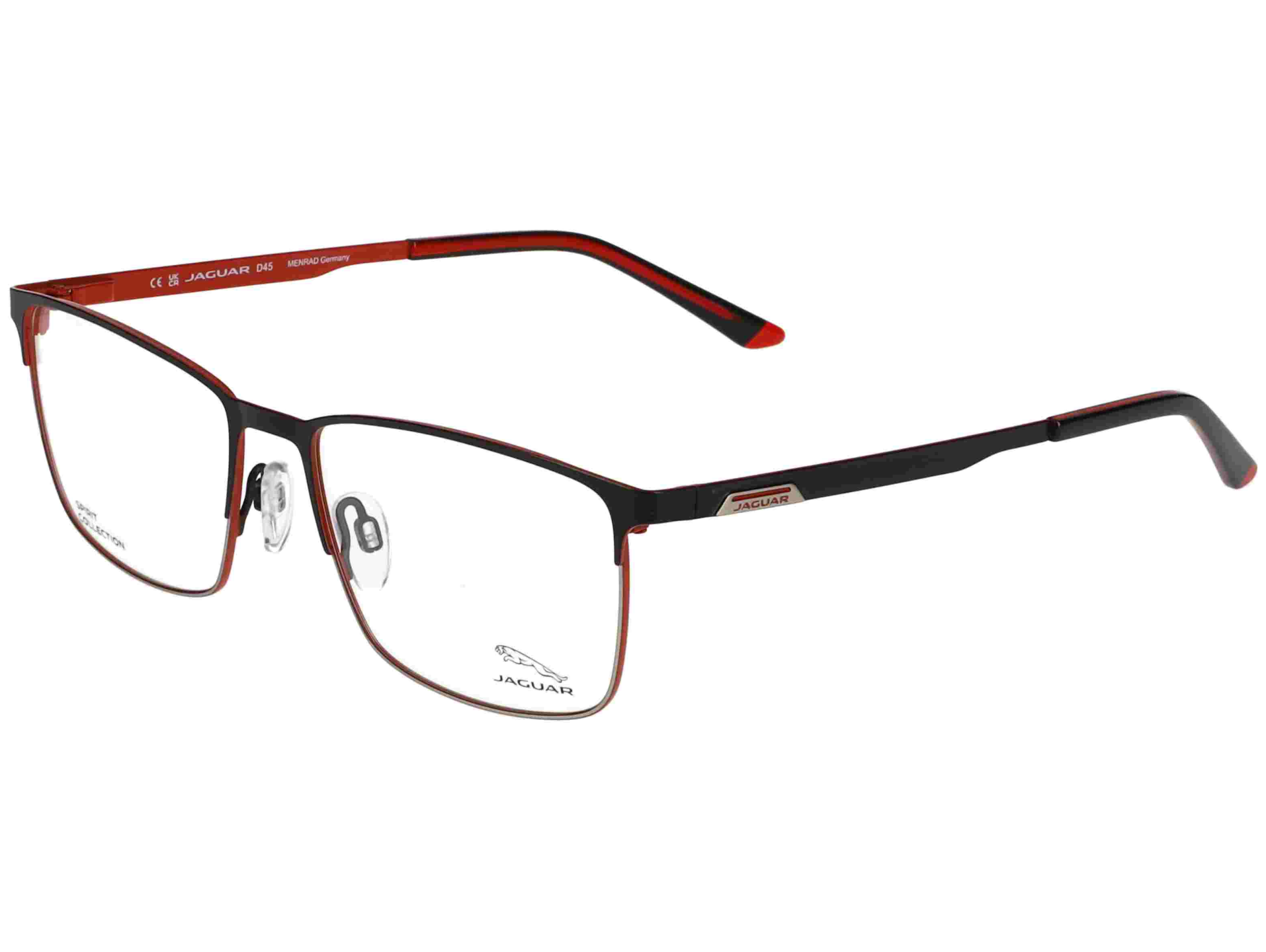 Das Bild zeigt die Korrektionsbrille 3632 6100 von Jaguar in Schwarz/Rot.