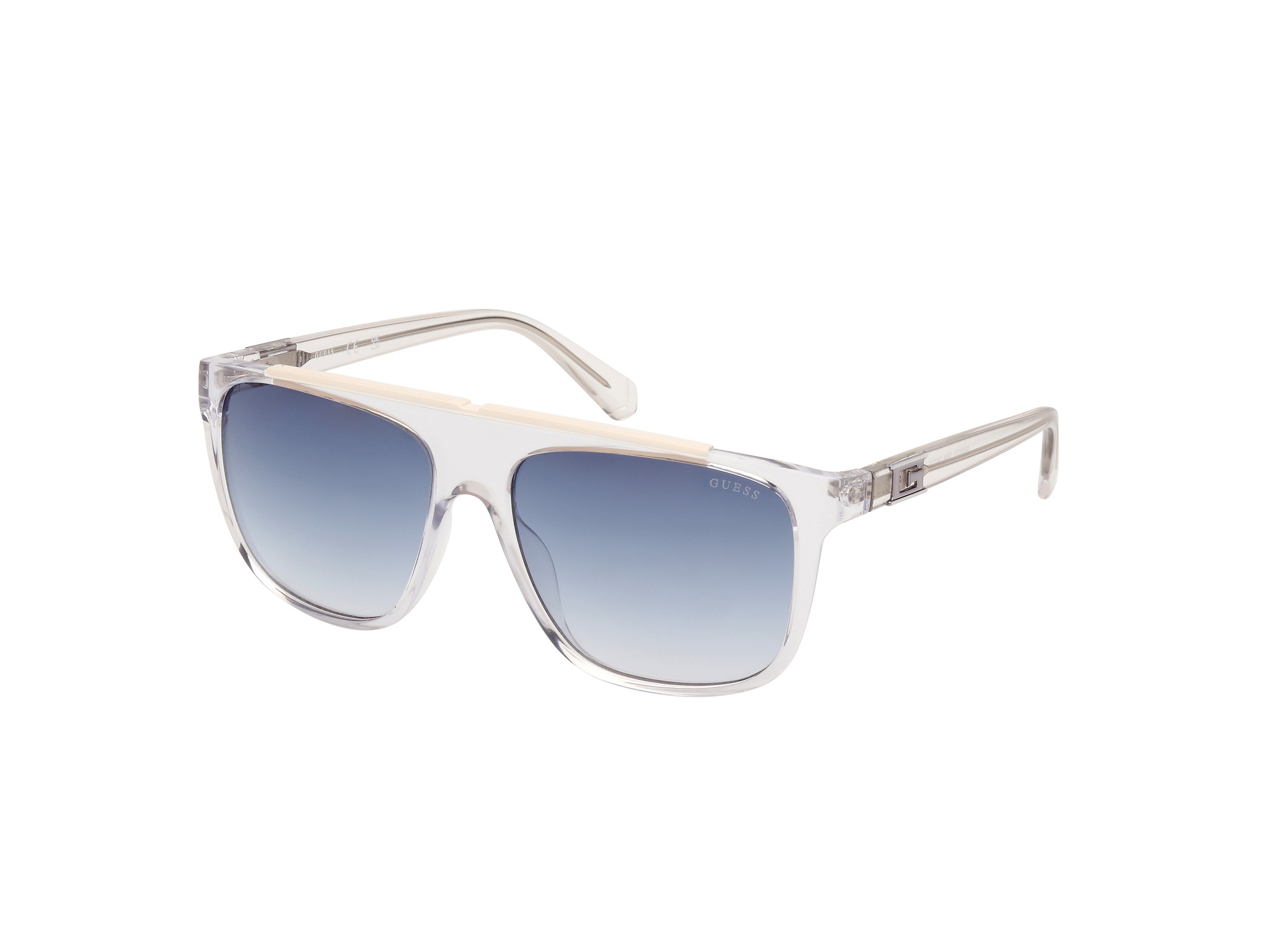 Das Bild zeigt die Sonnenbrille GU00123 26B von der Marke Guess in Kristall.