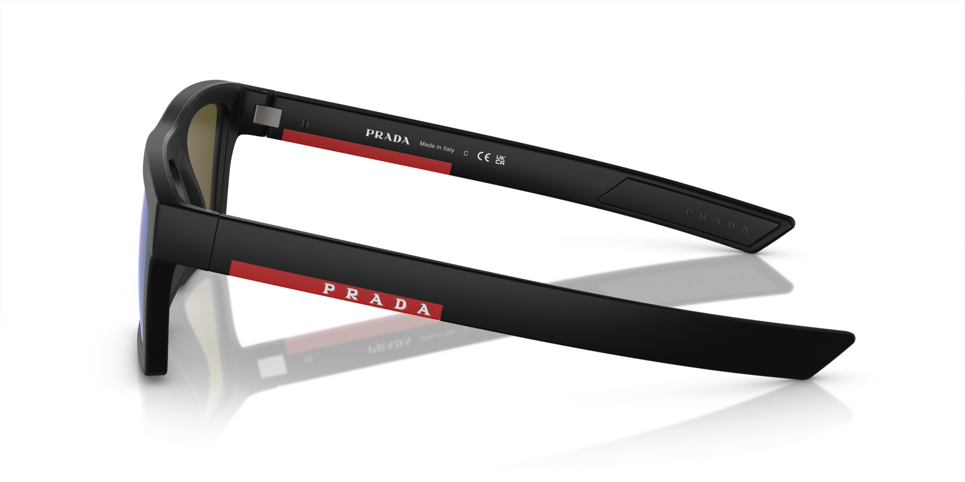 Das Bild zeigt die Sonnenbrille PS02ZSU 1BO08R von der Marke Prada Linea Rossa in schwarz.