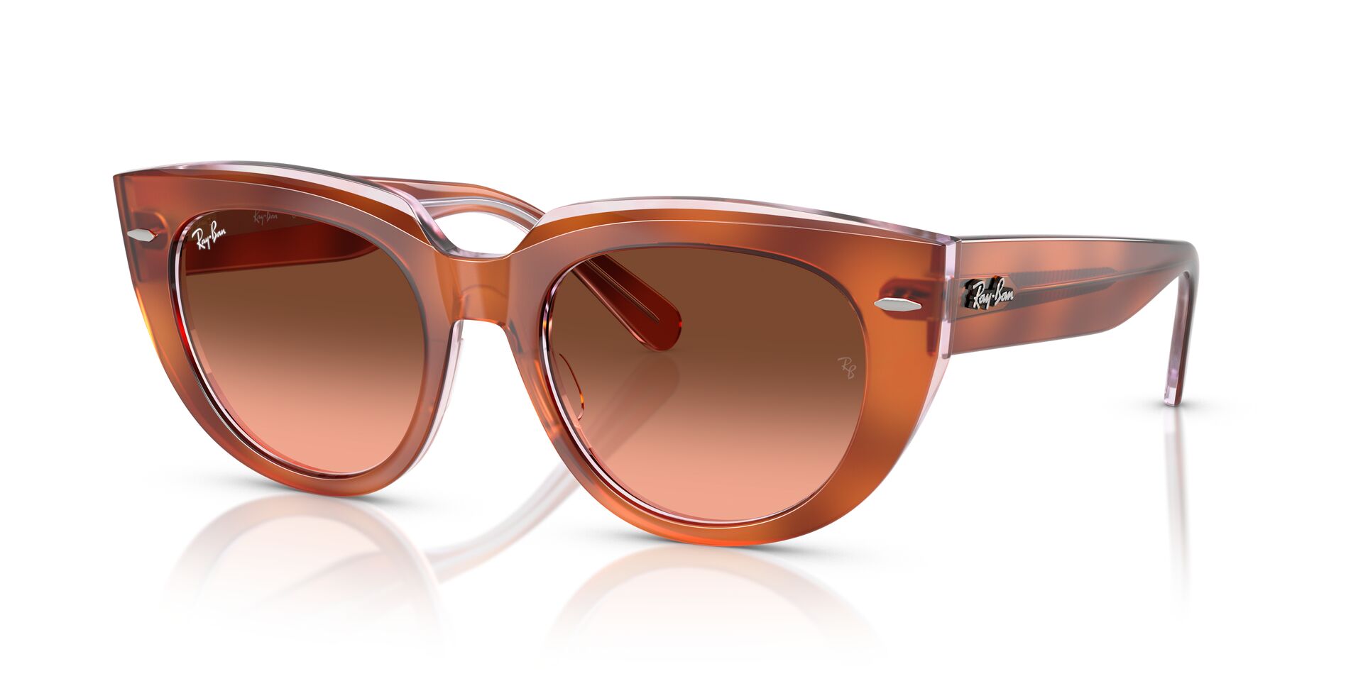 Das Bild zeigt die Sonnenbrille RB2286 von Ray-Ban in Havanna rot transparent.