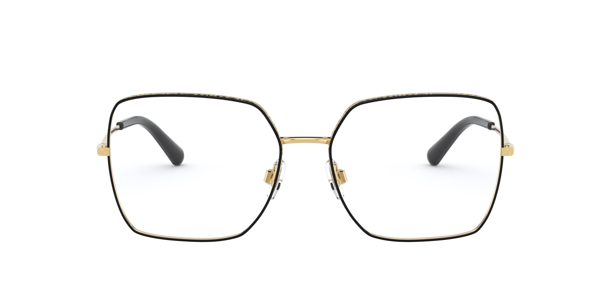 Das Bild zeigt die Korrektionsbrille DG1323 1334 von D&G in Schwarz-Gold.