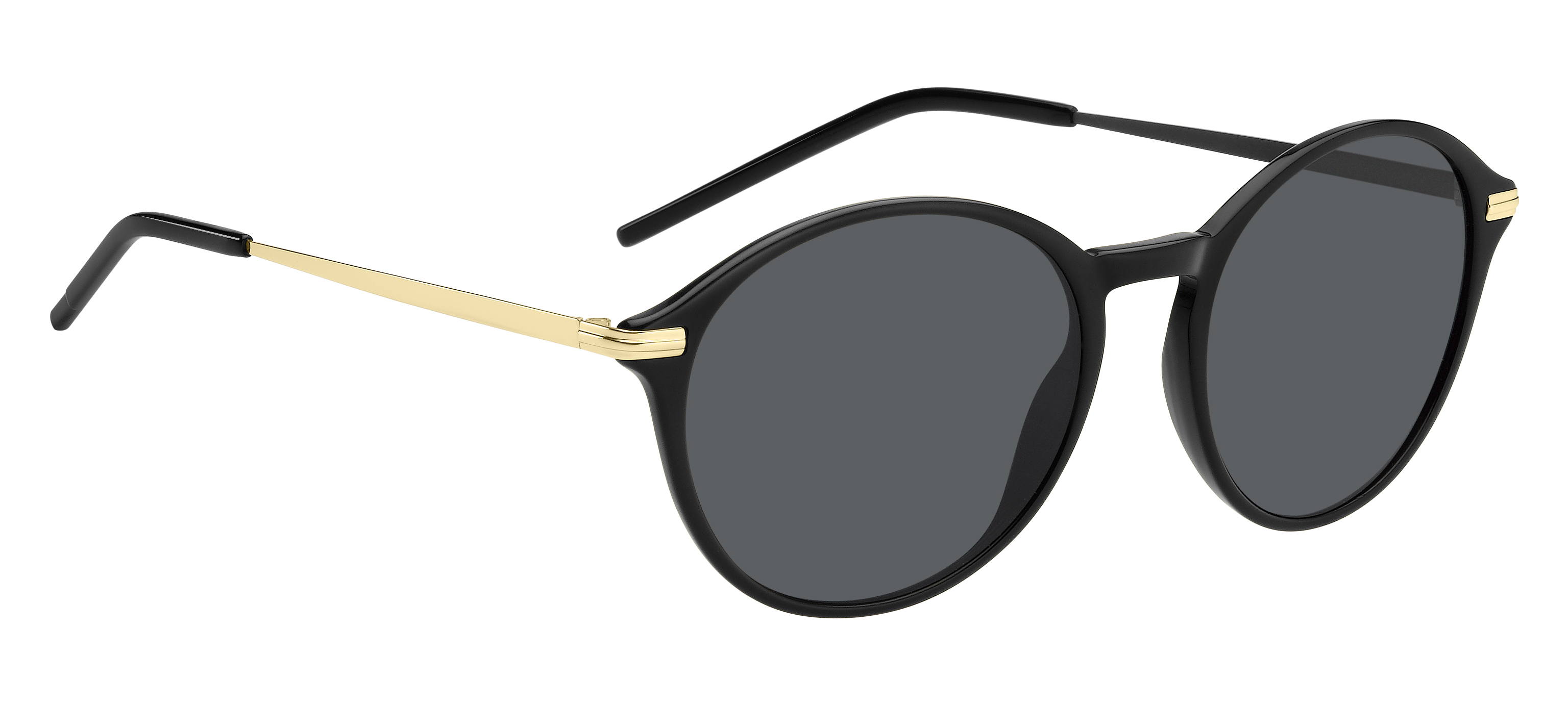 Das Bild zeigt die Sonnenbrille BOSS1662S 2M2 von BOSS in Schwarz/Gold.