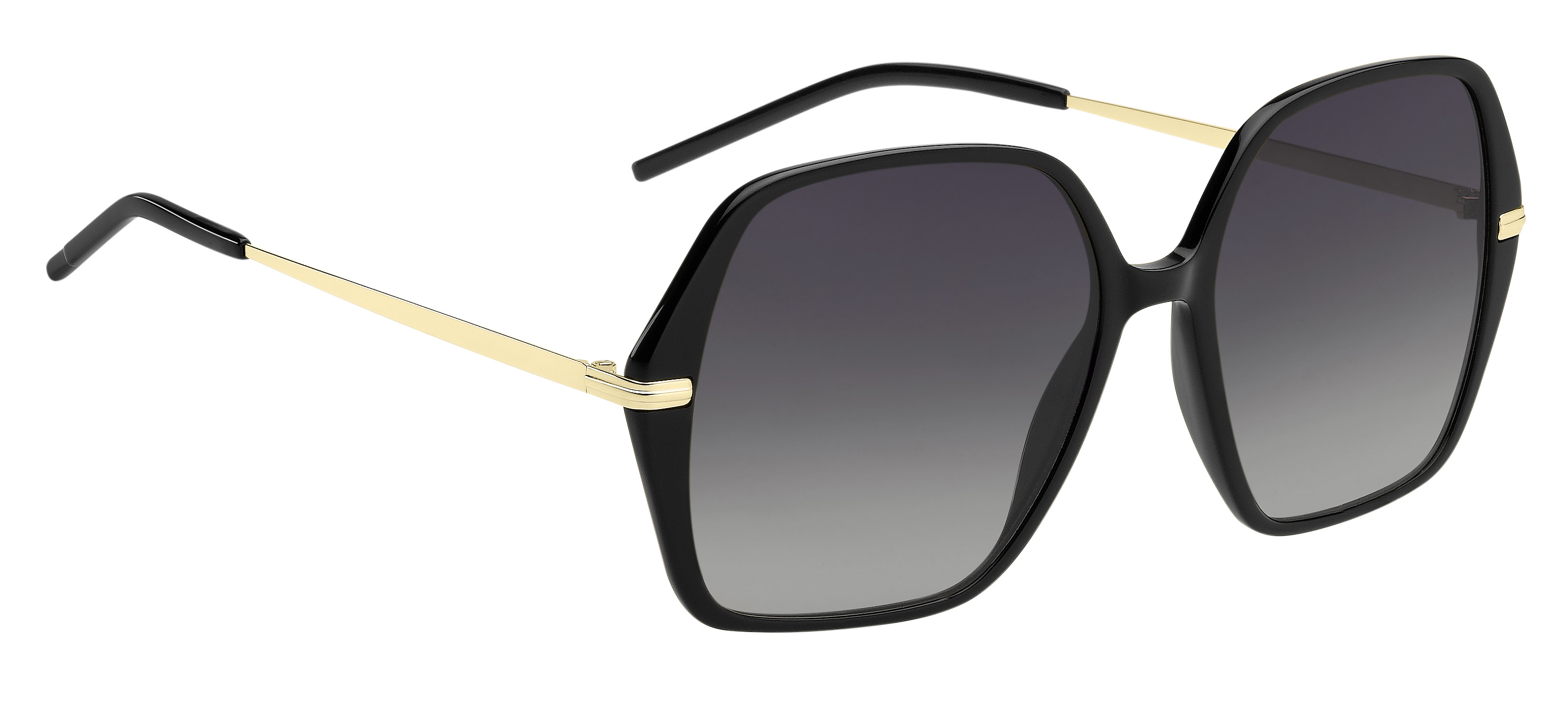 Das Bild zeigt die Sonnenbrille BOSS1660S 2M2 von BOSS in Schwarz/Gold.