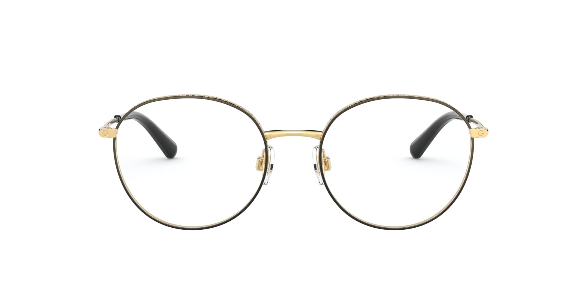 Das Bild zeigt die Korrektionsbrille DG1322 1334 von der Marke D&G in gold-schwarz.