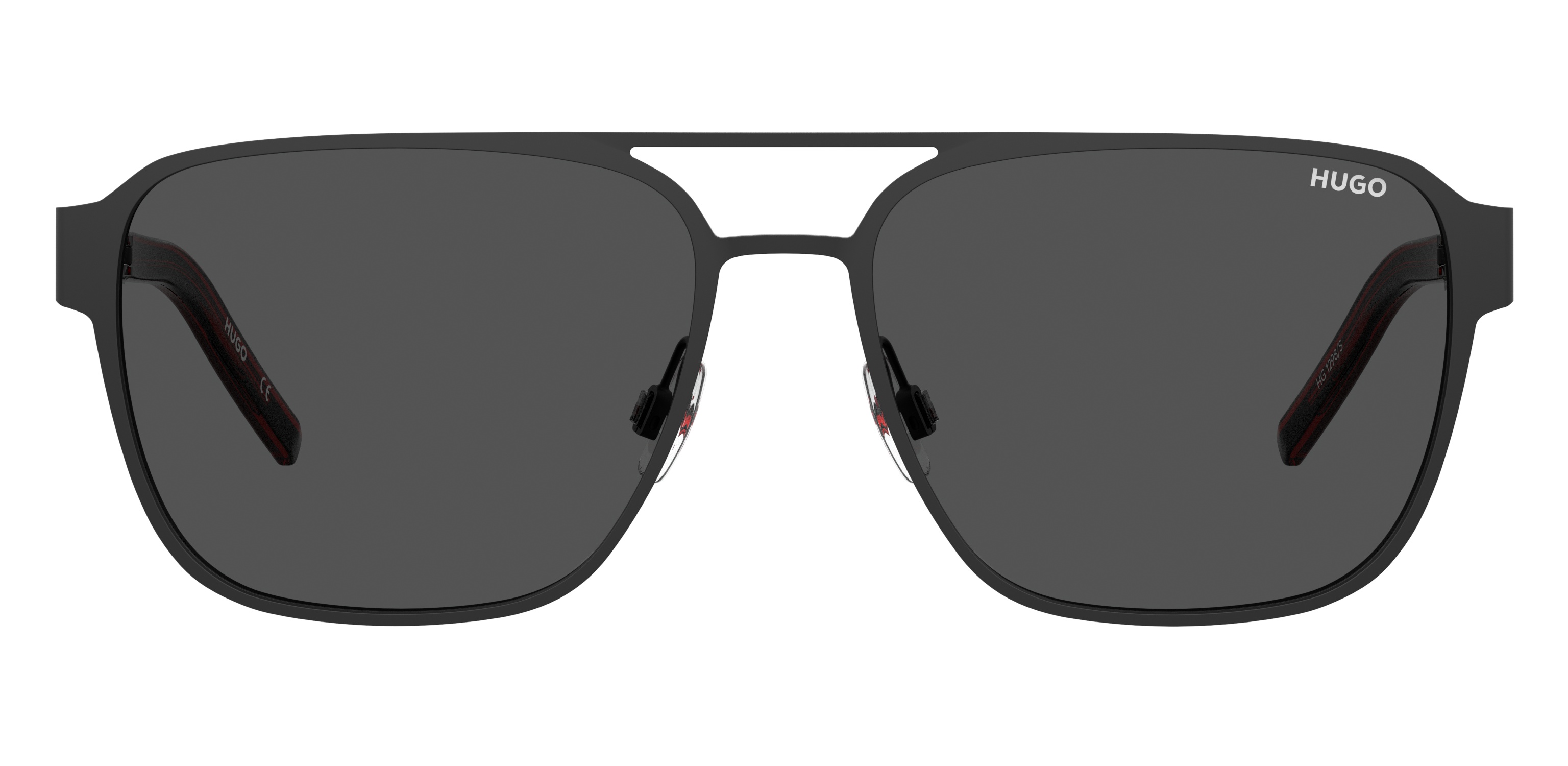 Das Bild zeigt die Sonnenbrille HG1298/S OIT von der Marke Hugo in rot/schwarz.