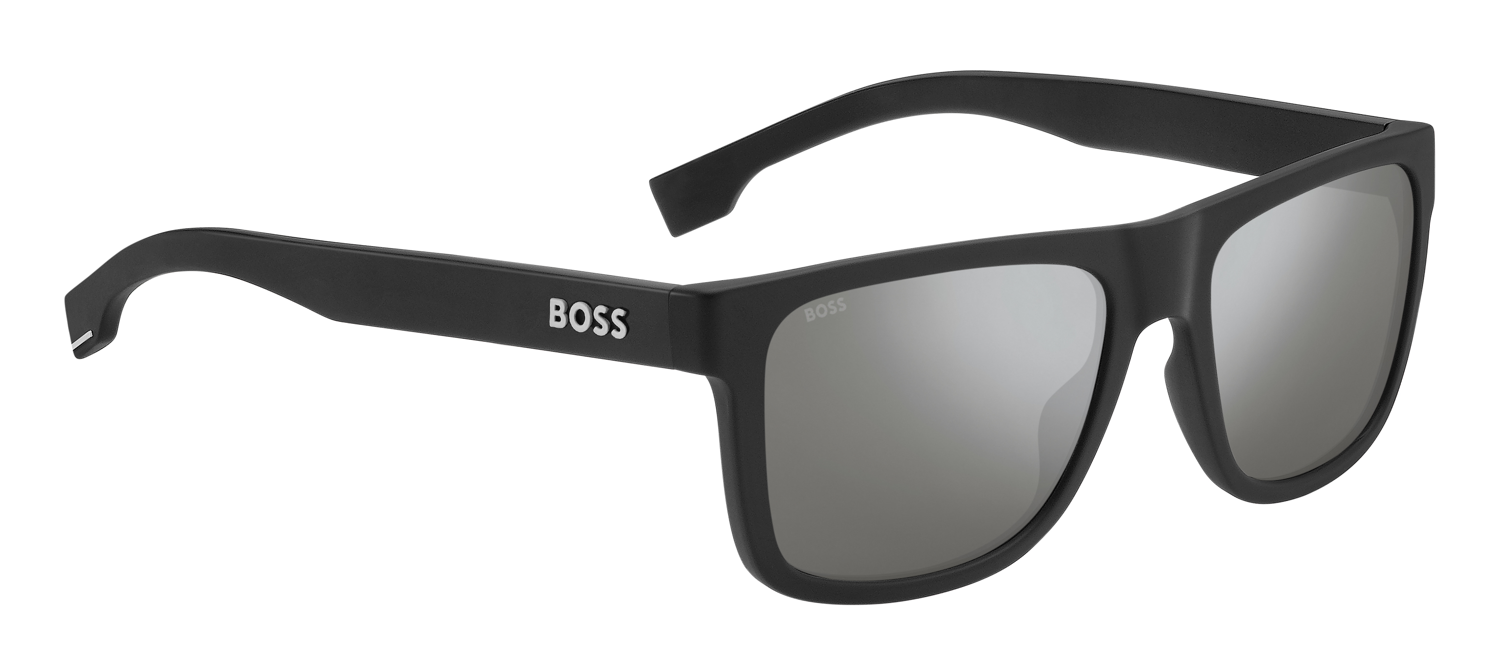Das Bild zeigt die Sonnenbrille BOSS1647S 003 von der Marke BOSS in Schwarz.