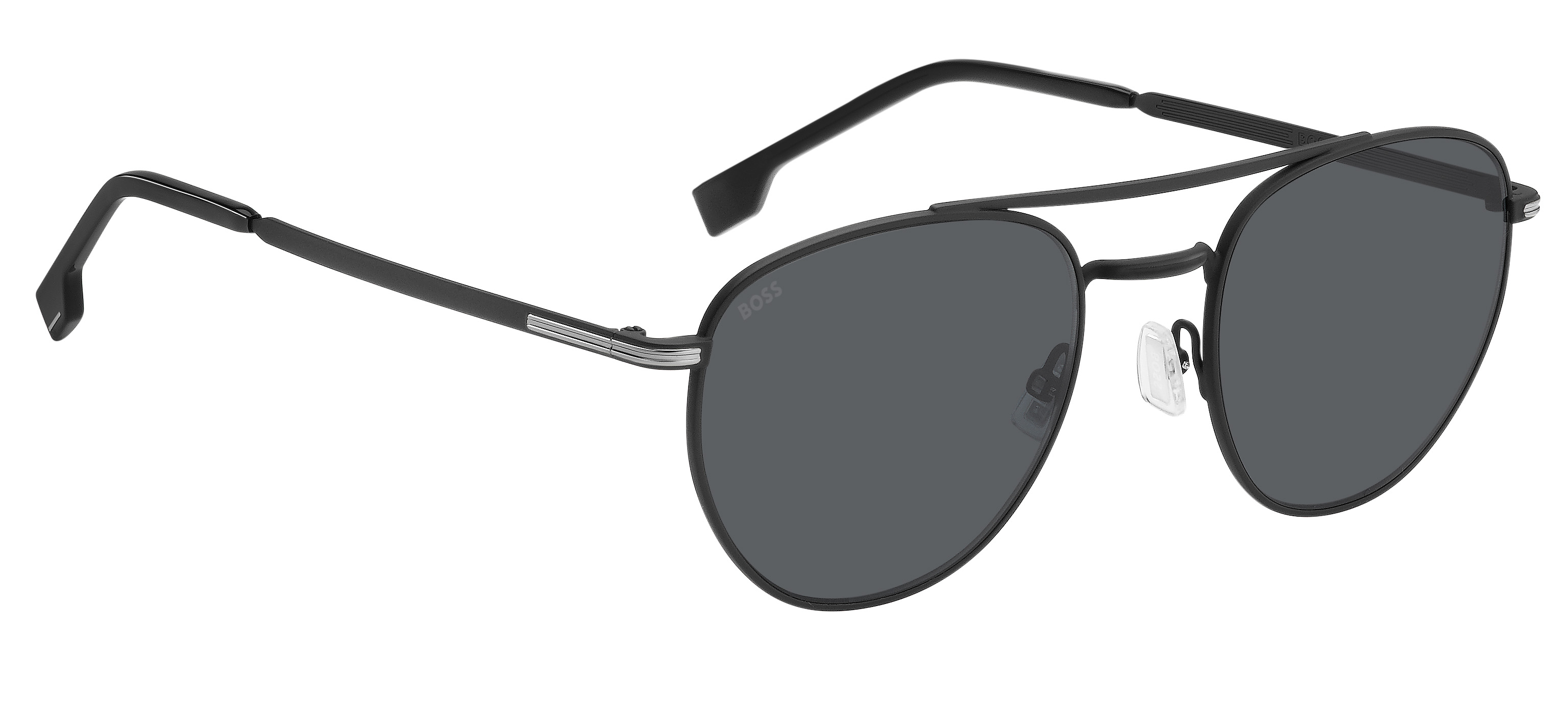 Das Bild zeigt die Sonnenbrille BOSS1631S 003 von der Marke BOSS in Schwarz.