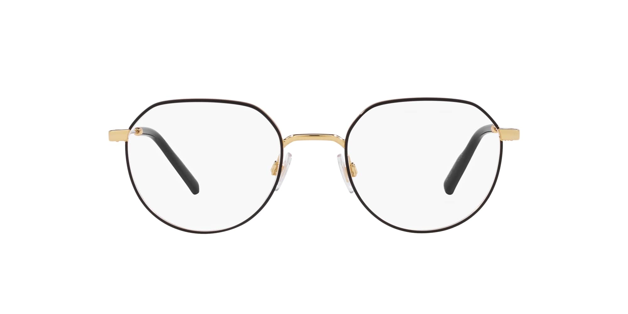 Das Bild zeigt die Korrektionsbrille DG1349 1311 von D&G in Schwarz-Gold.