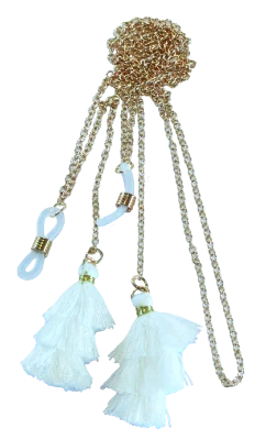 Brillenkette rosegold mit weißen Fäden