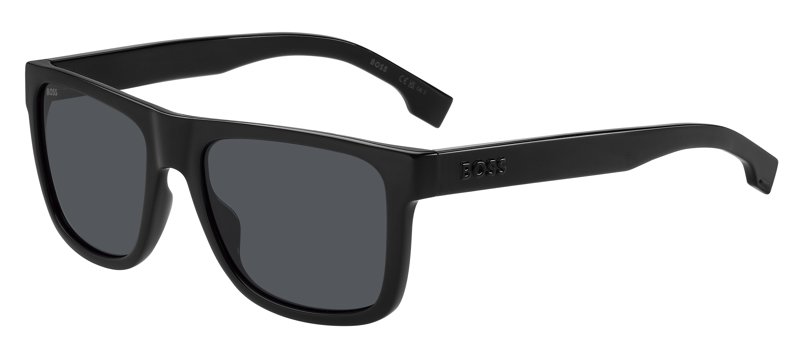 Das Bild zeigt die Sonnenbrille BOSS1647S 807 von der Marke BOSS in Schwarz.